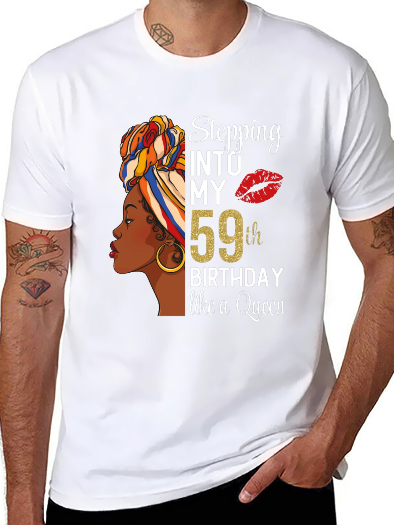 Black Stepping Into My 59th Birthday Queen T-Shirt view 8