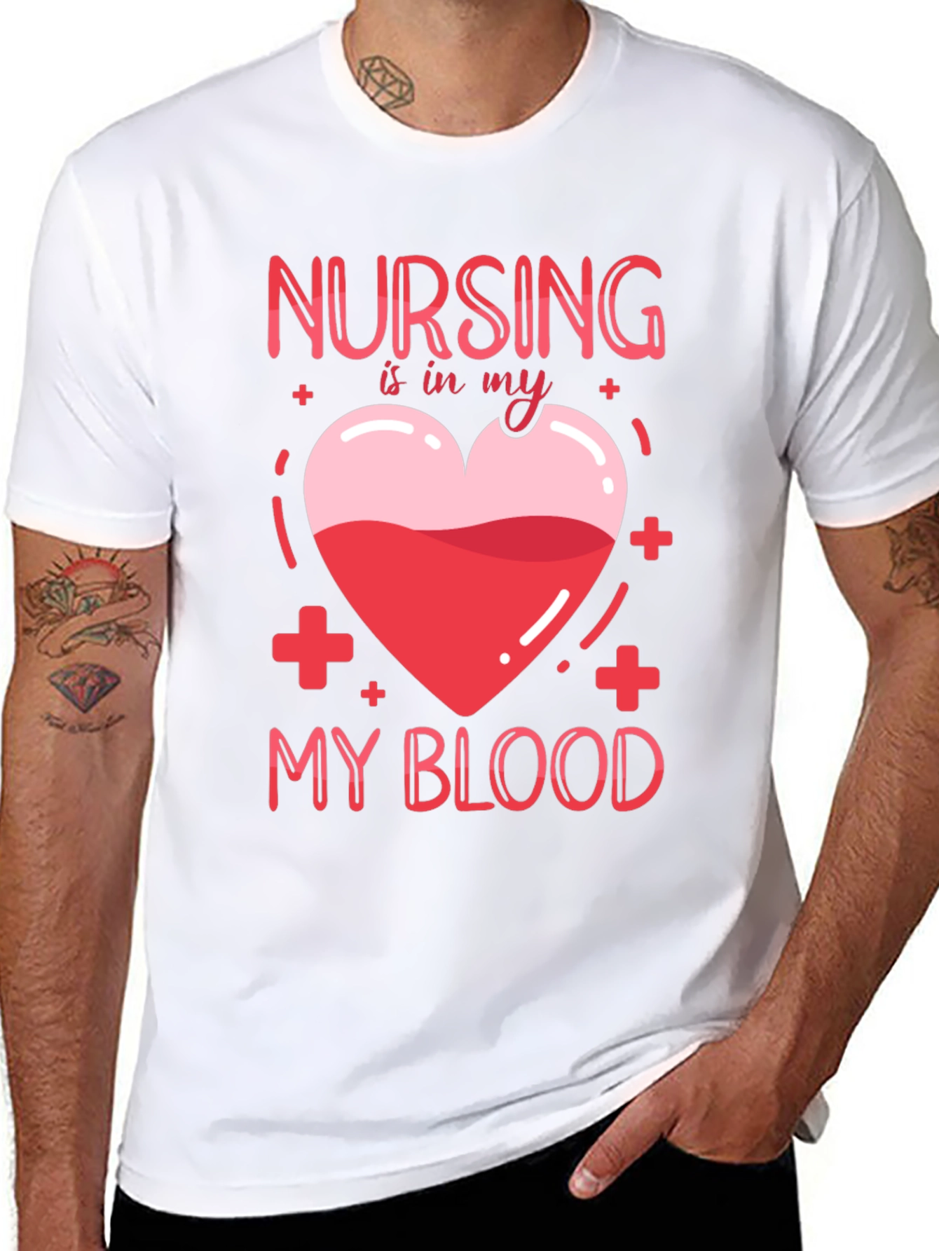 Nursing Is In My Blood T-Shirt Nurse Gift - 8