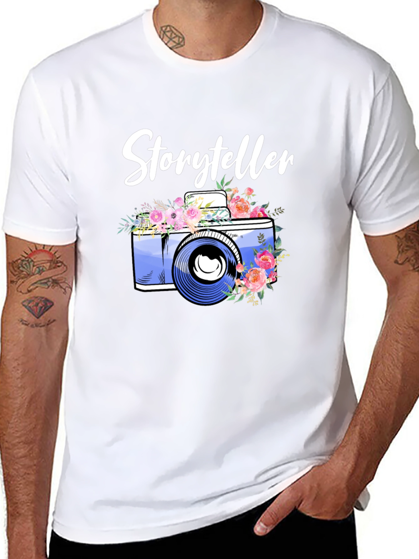Black Storyteller Camera Floral T-Shirt view 8