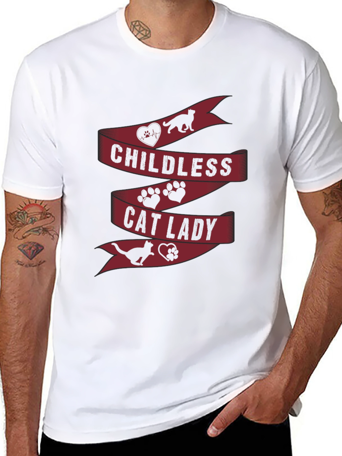 Black Childless Cat Lady T-Shirt - Novelty Graphic Tee view 8