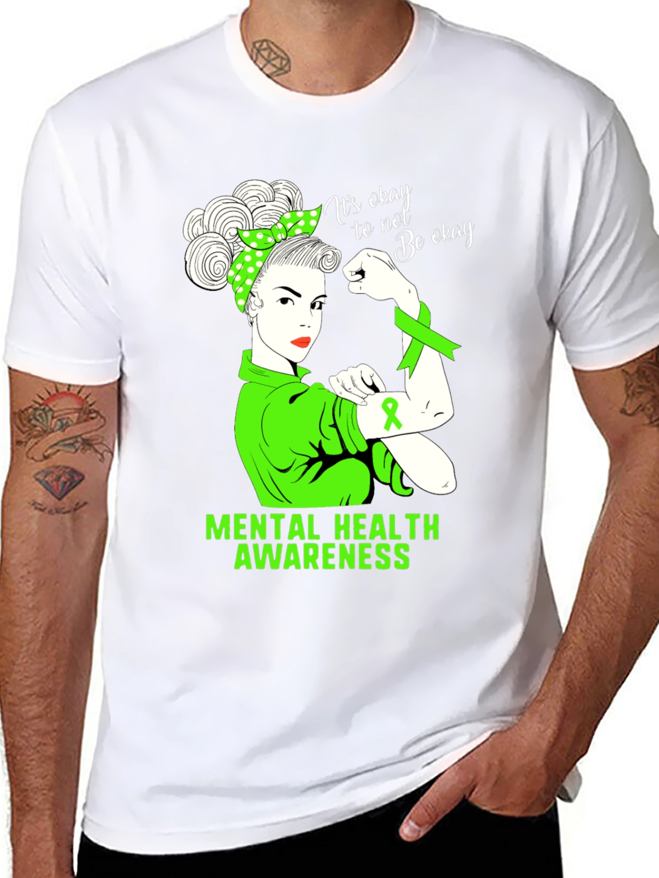 Black Mental Health Awareness T-Shirt - It's Okay To Not Be Okay view 8