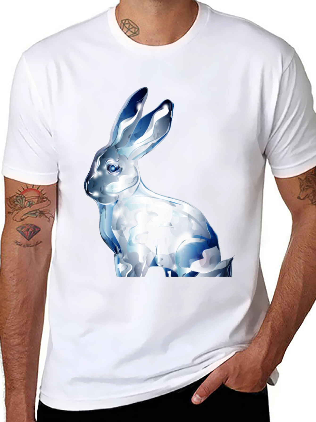 Black Crystal Rabbit Graphic Black T-Shirt view 8