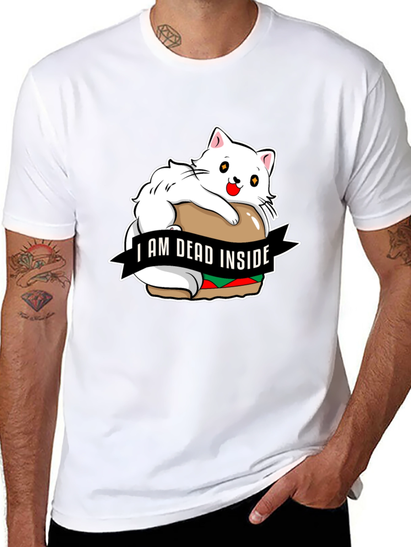 Black I Am Dead Inside Cat T-Shirt view 8