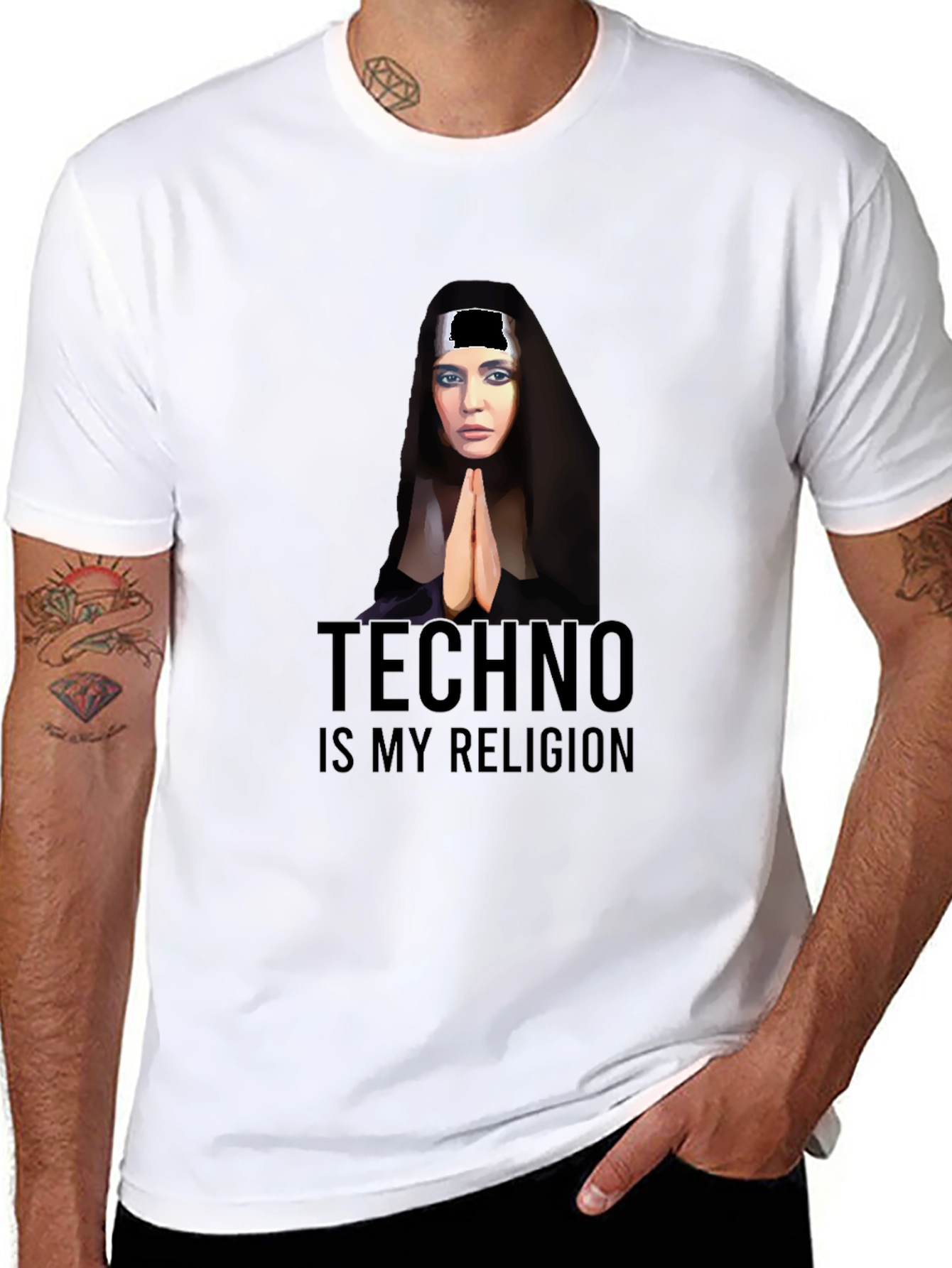 Black Techno is My Religion Graphic T-Shirt view 8