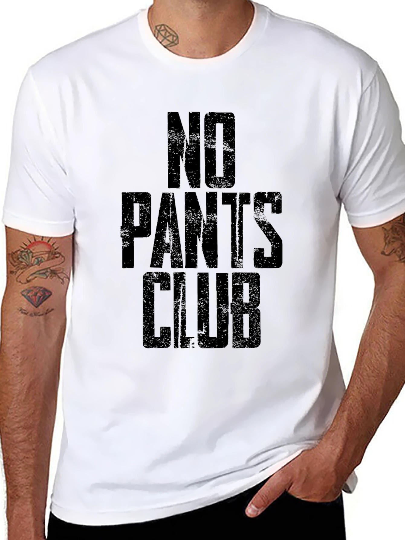 Black No Pants Club T-Shirt -  Black Humor Tee view 8