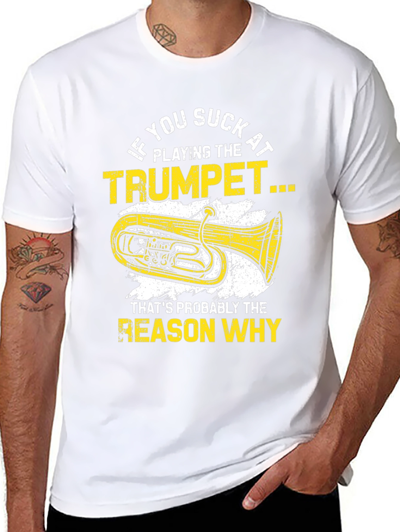 Black Funny Trumpet Player Graphic T-Shirt view 8