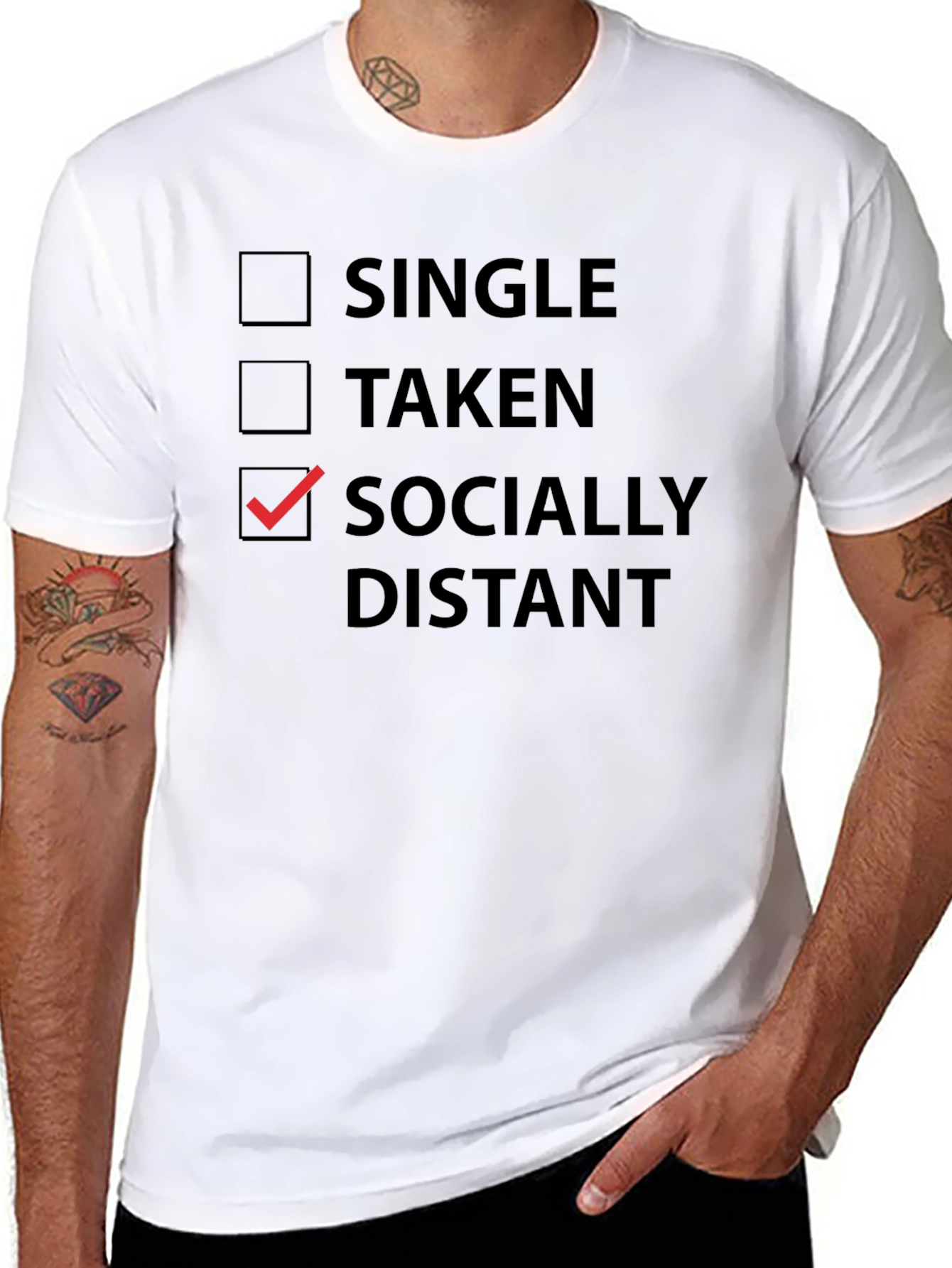 Black Socially Distant T-Shirt - Funny Introvert Tee view 8