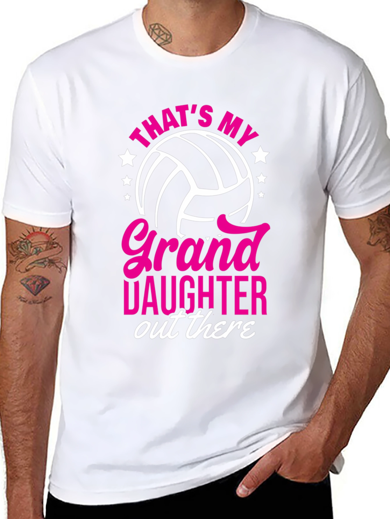 Black Granddaughter Volleyball Fan T-Shirt view 8