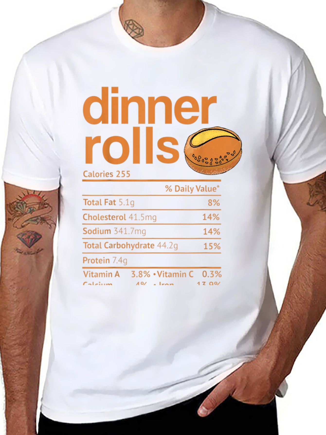 Black Dinner Rolls Nutrition Facts T-Shirt view 8