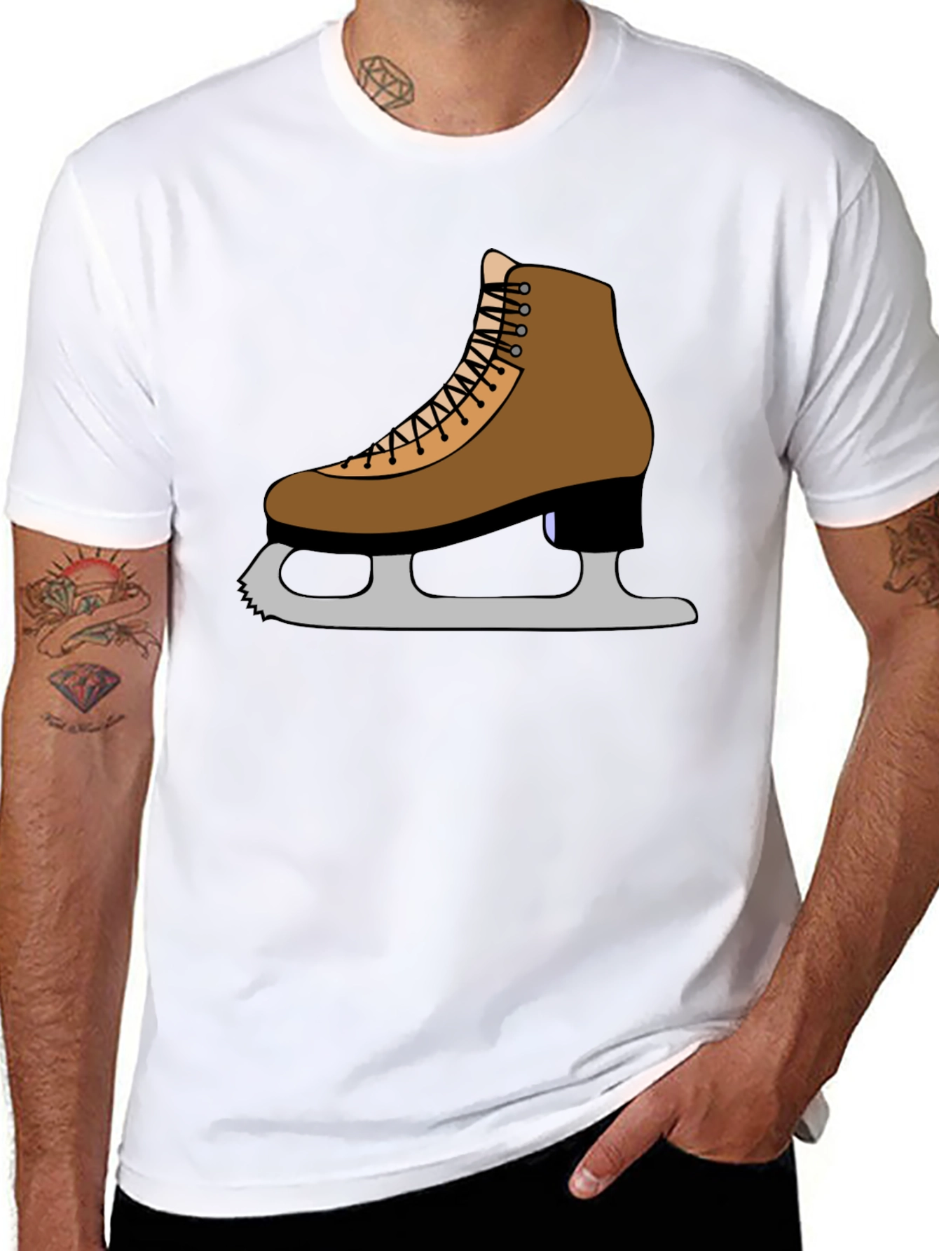 Black Figure Skate T-Shirt: Ice Skating Apparel view 8