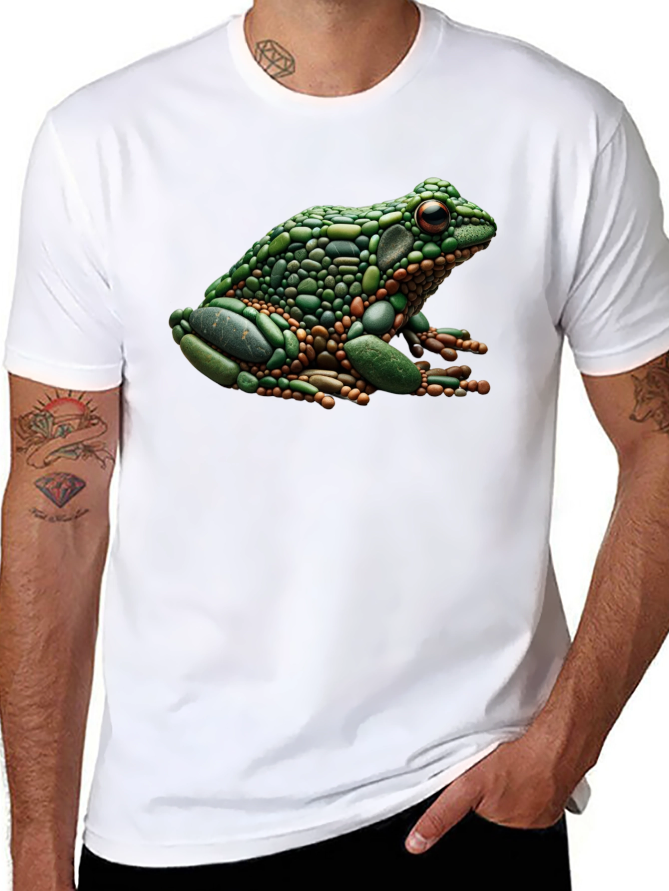 Black Frog Pebble Art Black T-Shirt view 8