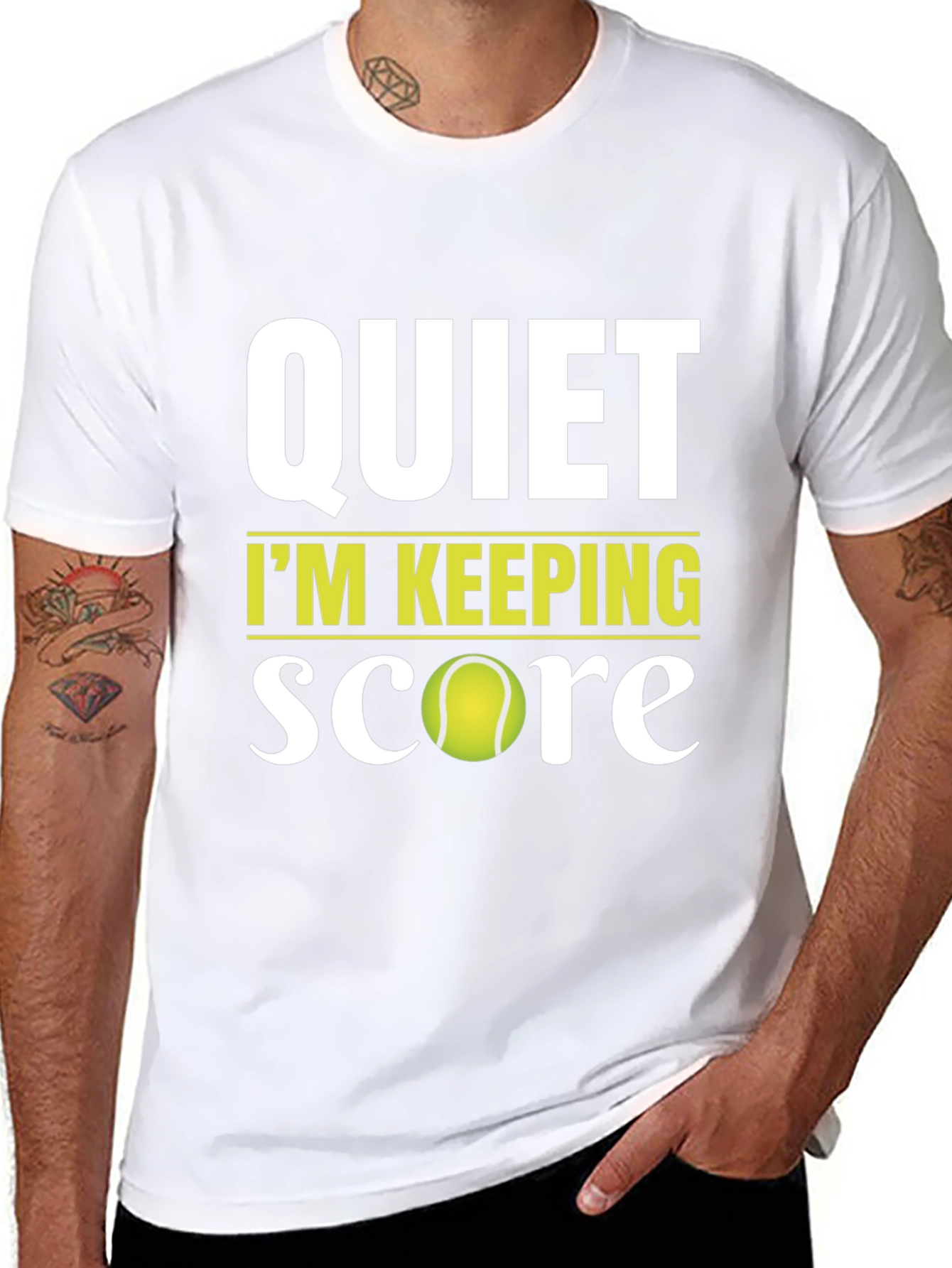 Black Quiet I'm Keeping Score Tennis T-Shirt view 8