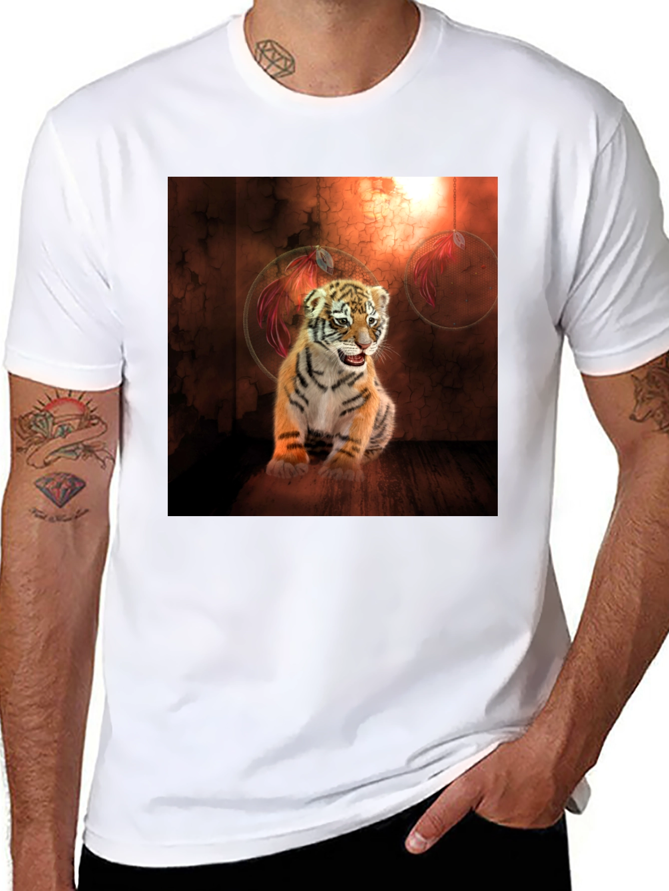 Black Tiger Cub Graphic Tee - Black Cotton Blend view 8