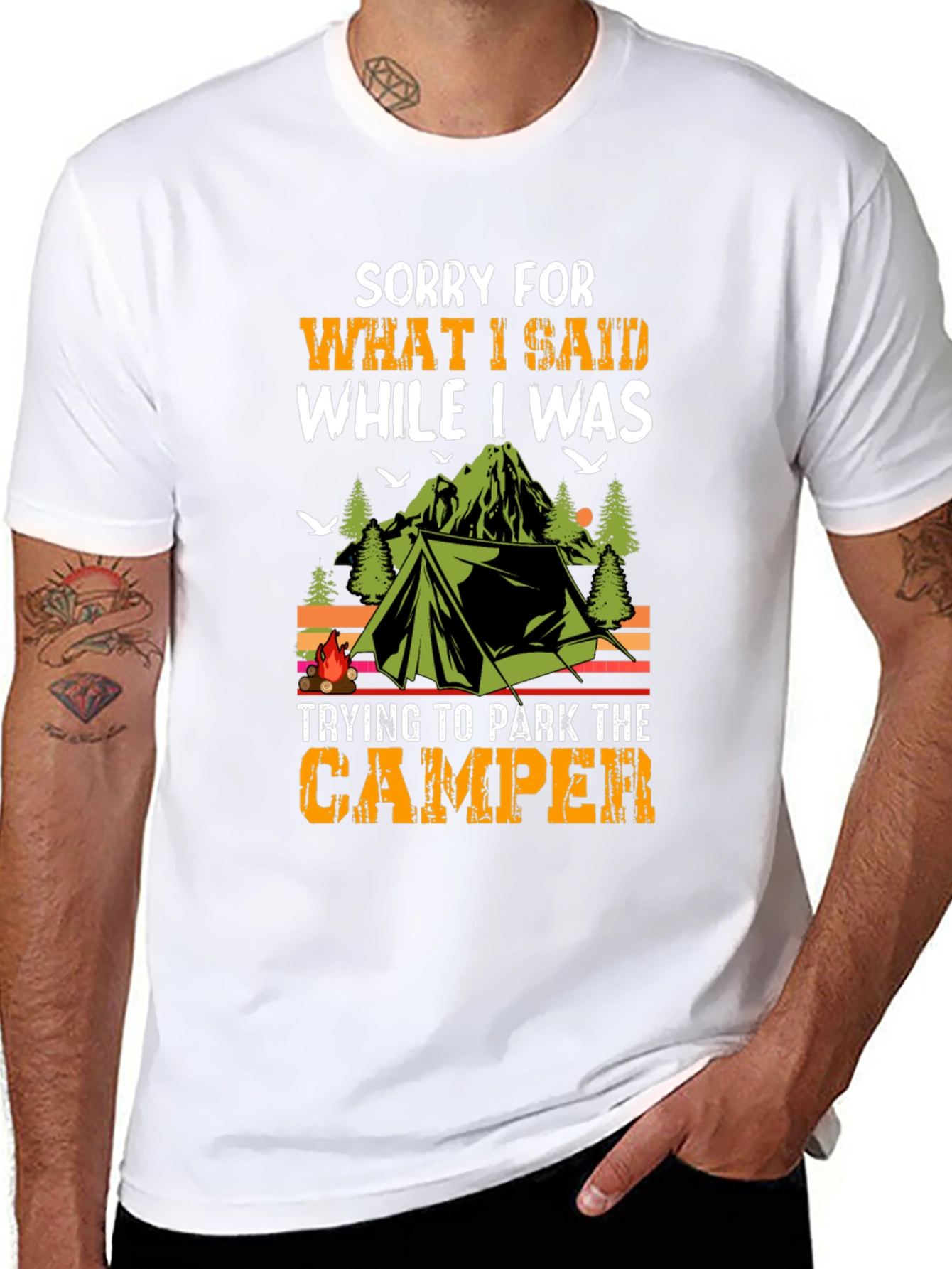 Black Sorry What I Said Camper T-Shirt view 8