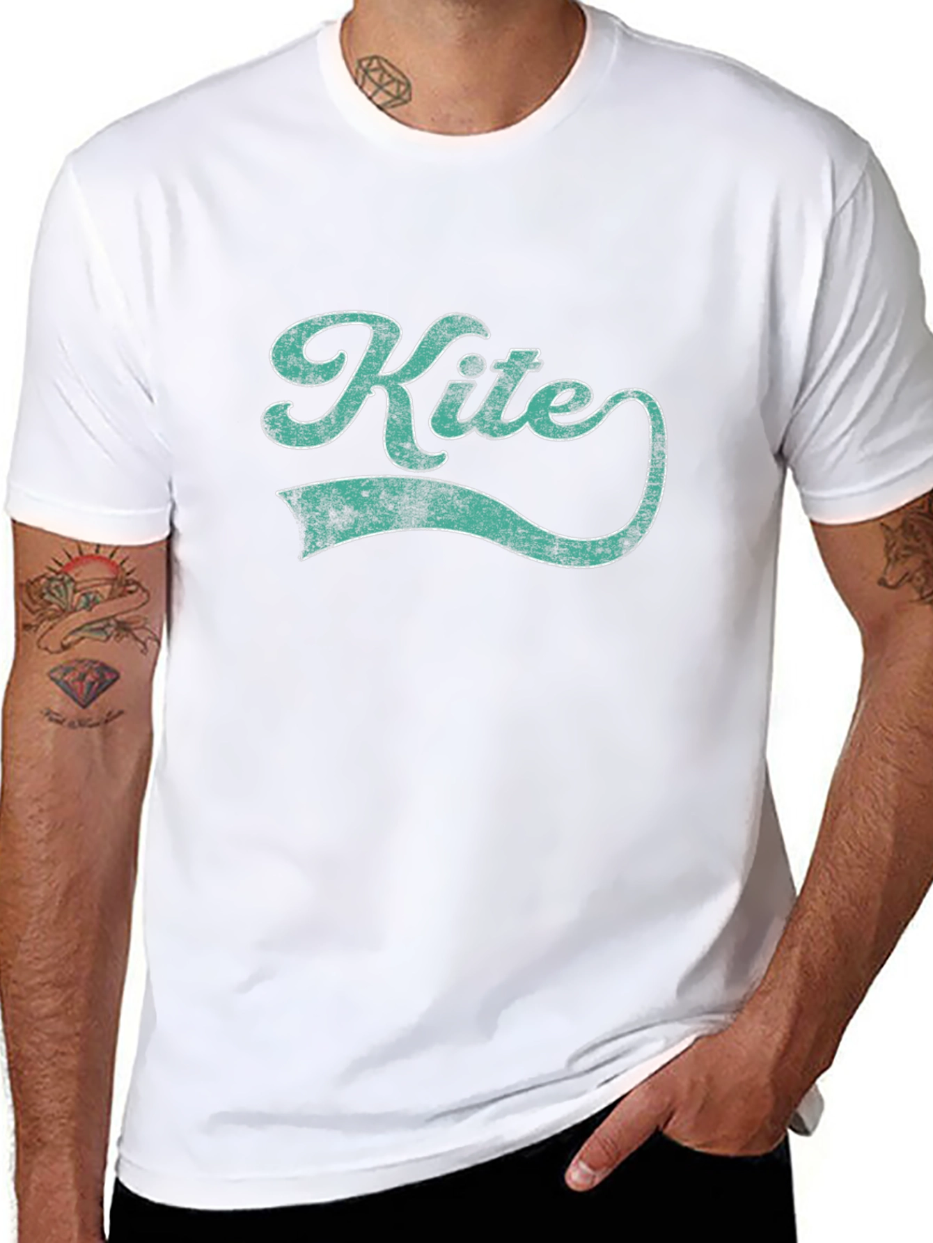 Black Retro Kite Graphic Tee - Vintage Style Black T-Shirt view 8