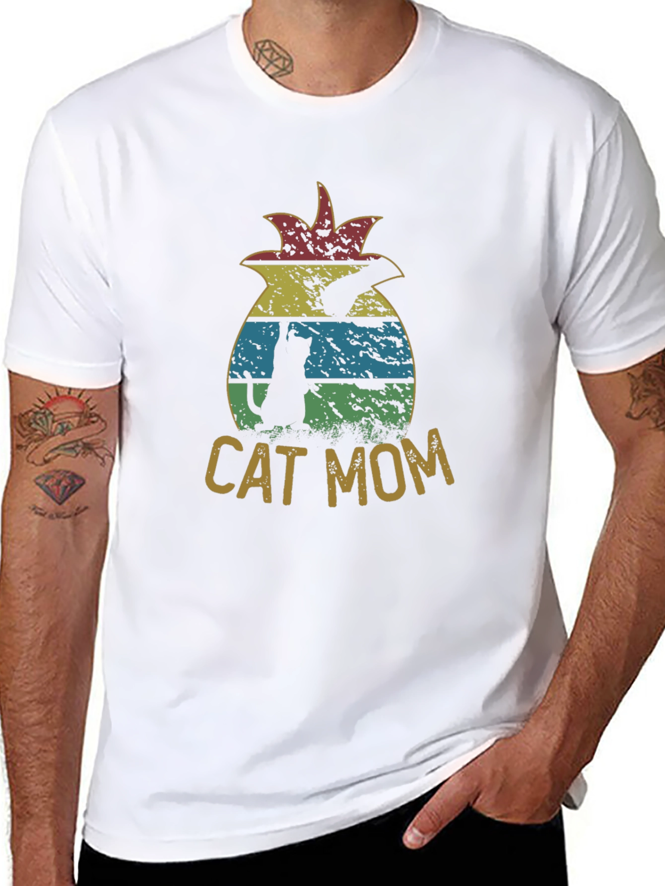 Black Cat Mom Pineapple Graphic T-Shirt - Unisex view 8