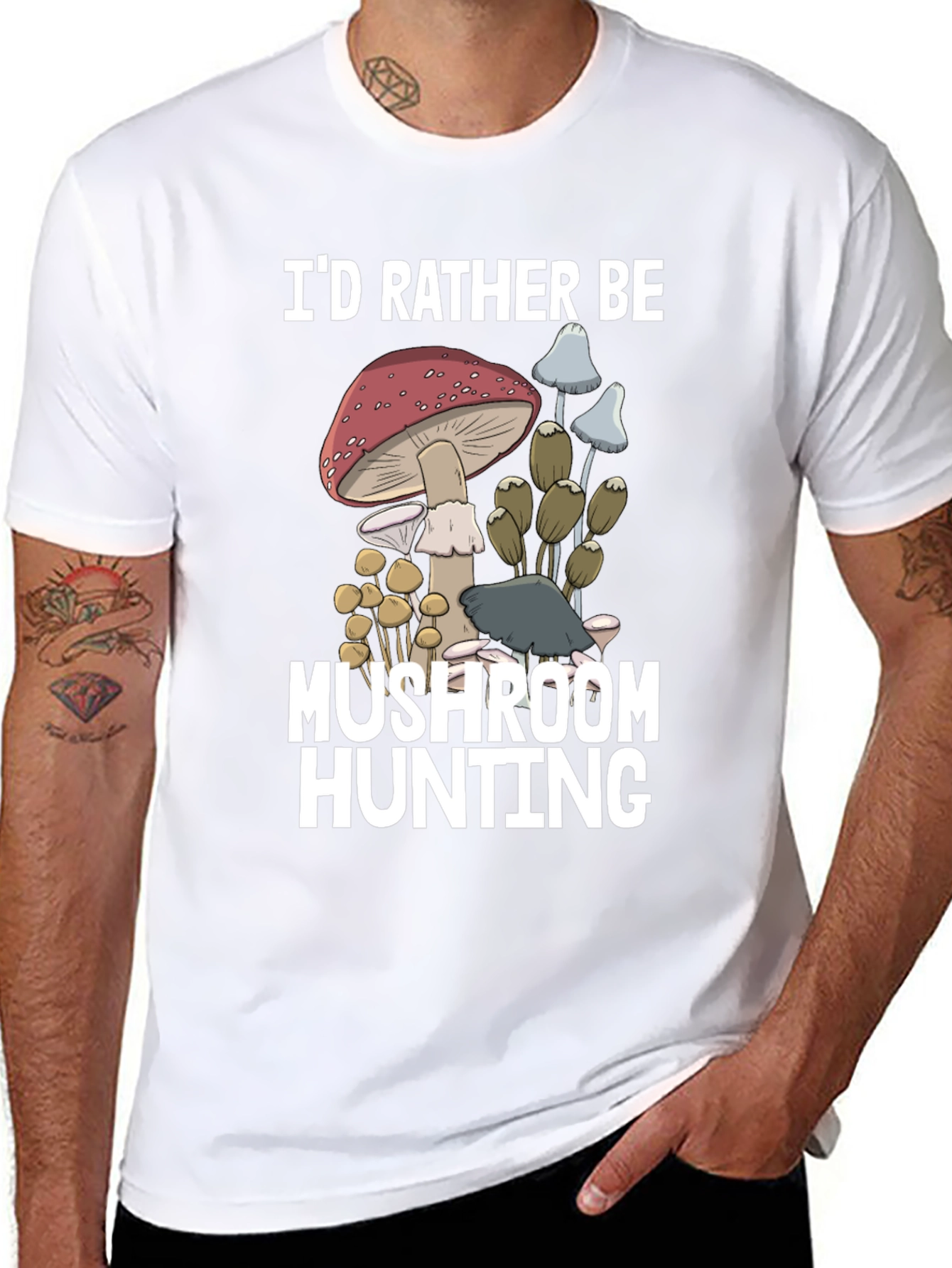 Black Mushroom Hunting Graphic Tee view 8