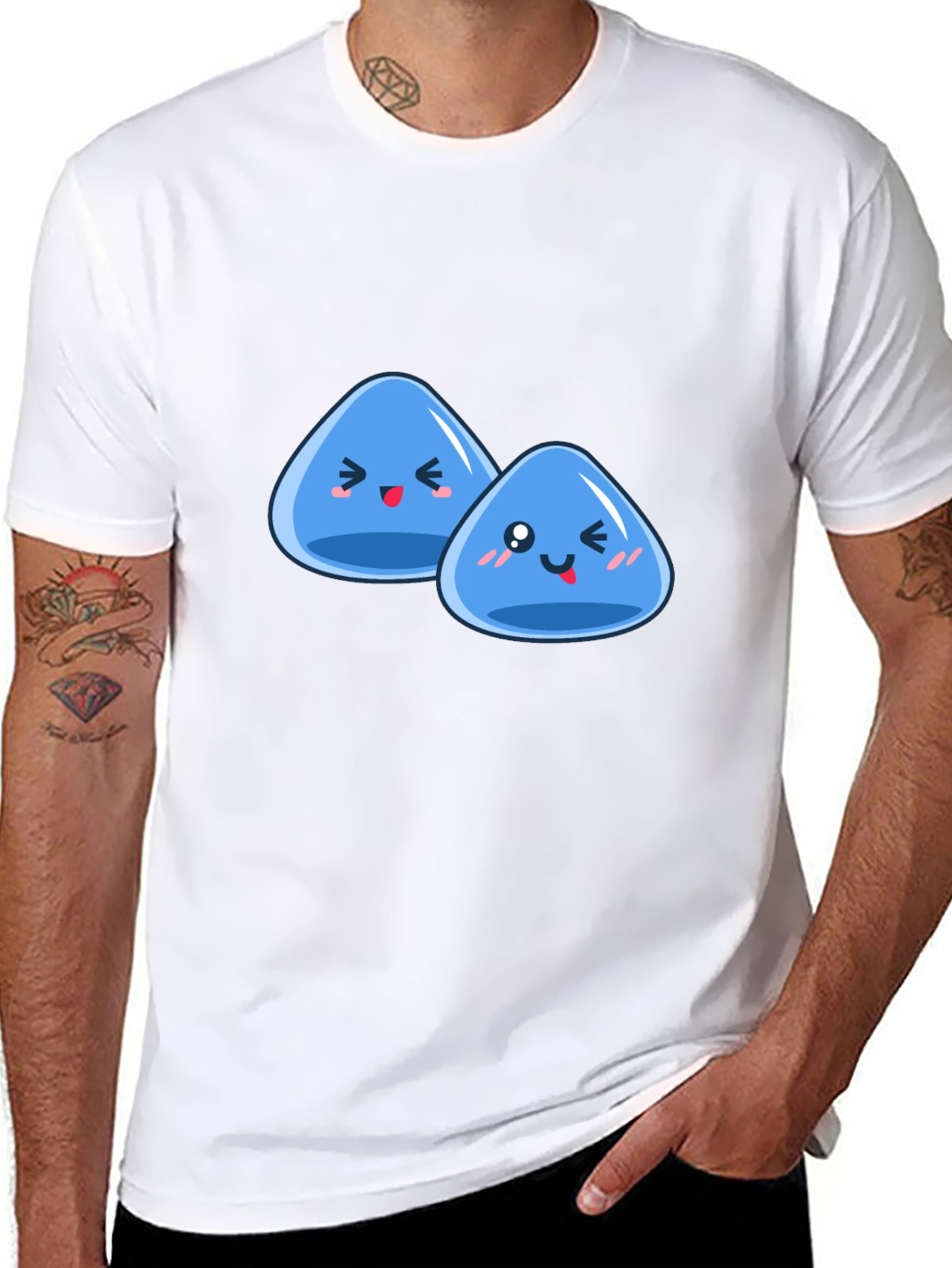 Black Cute Slime Duo Graphic T-Shirt view 8