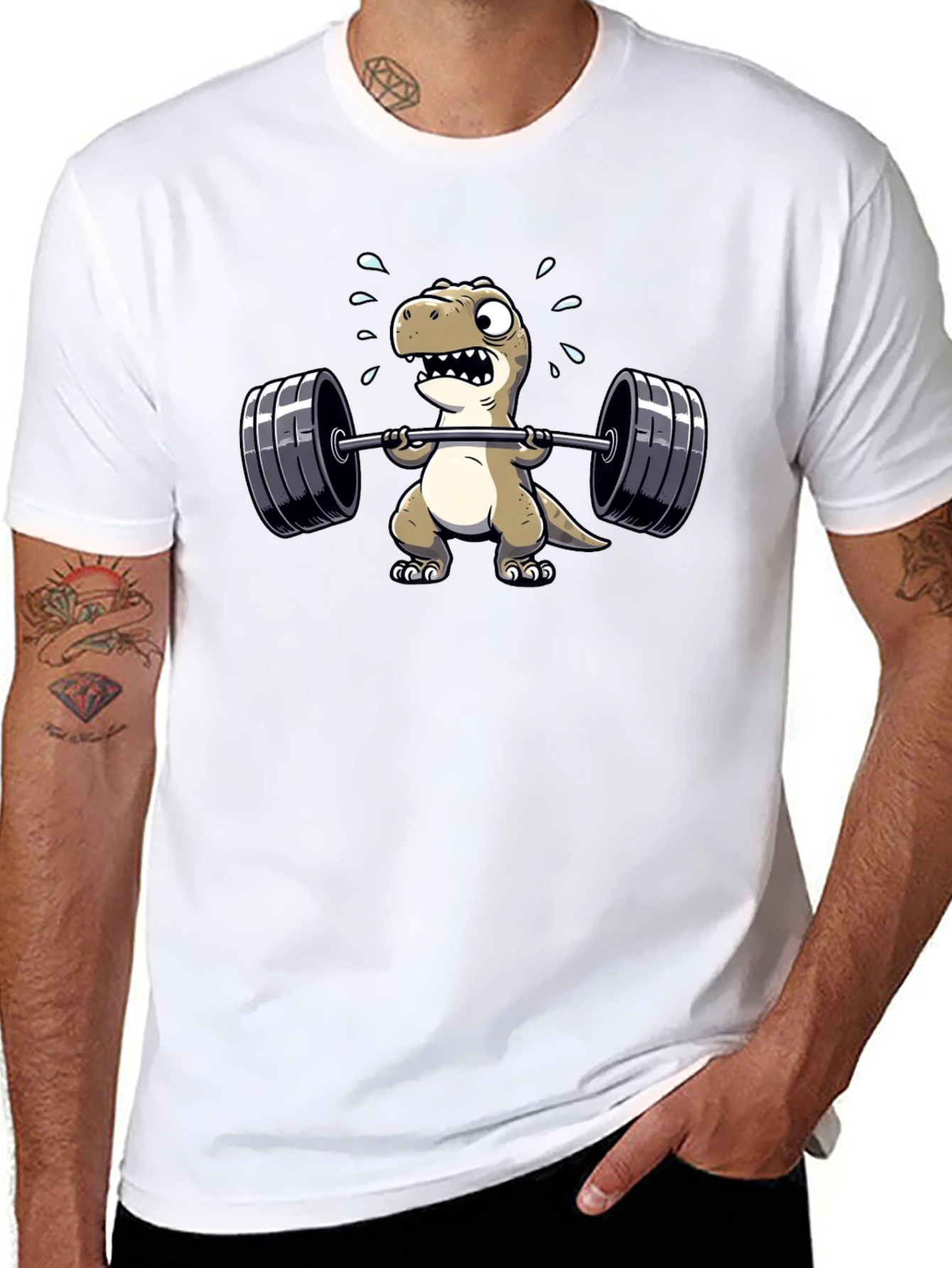 Black Dino Weightlifting T-Shirt: Funny Gym Tee for Fitness Lovers view 8