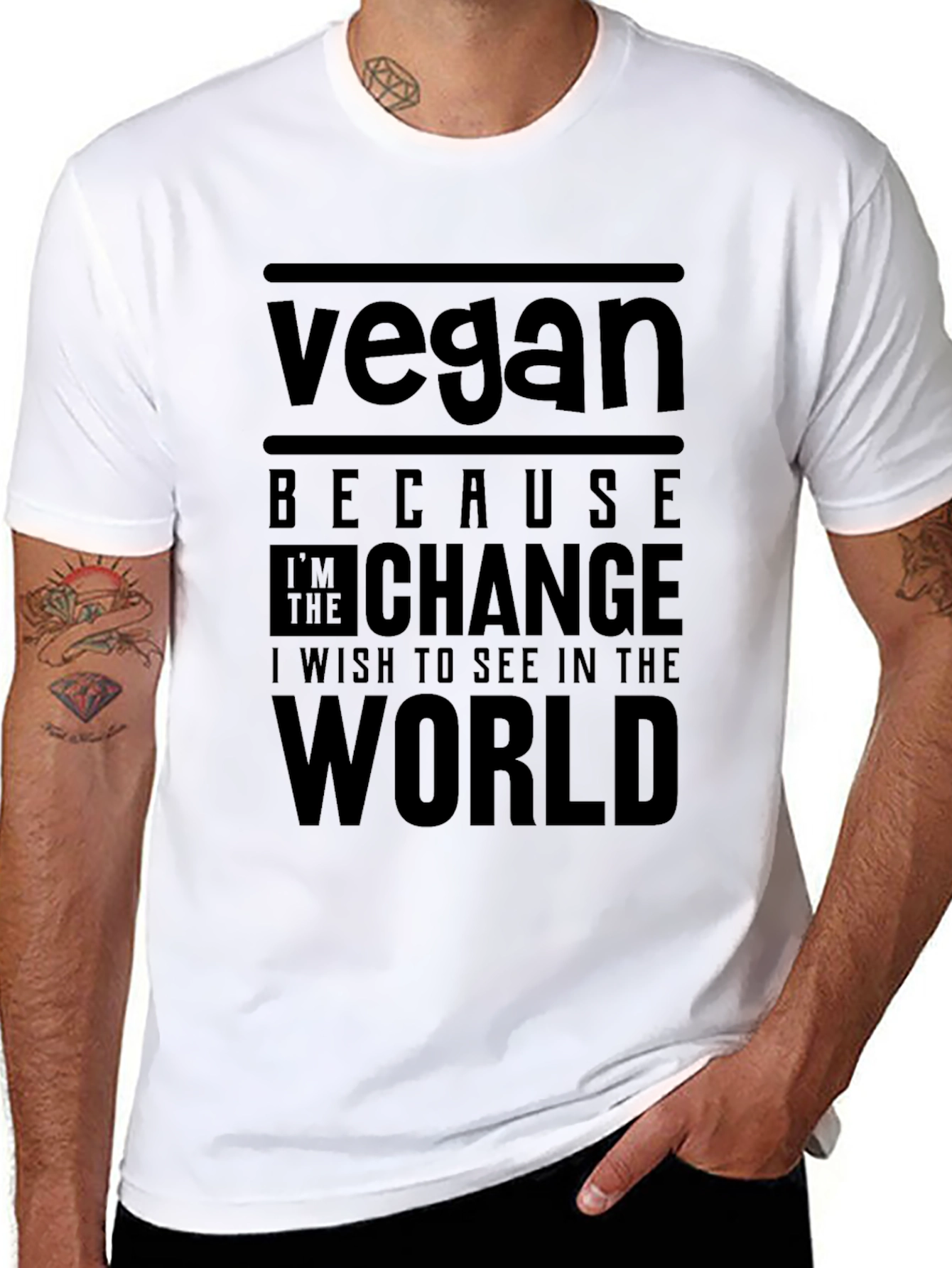 Black Vegan Quote T-Shirt - Change the World view 8