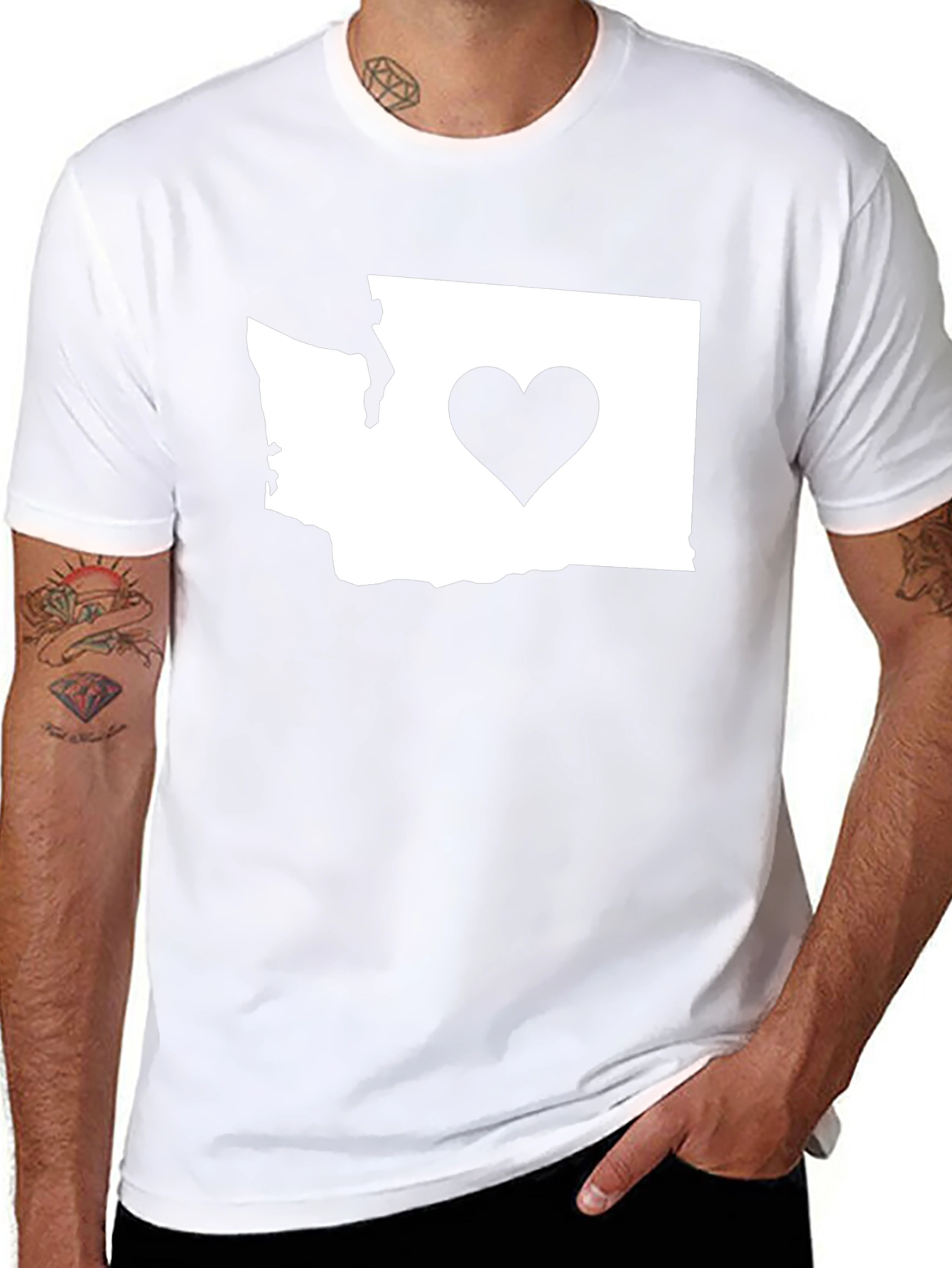 Black Washington State Heart T-Shirt - Black view 8