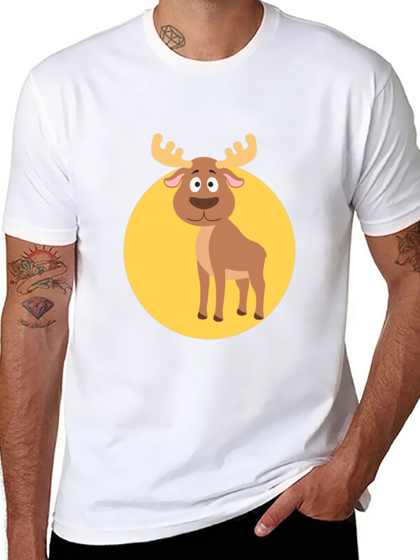 Black Funny Moose Graphic Tee -  Black T-Shirt view 8