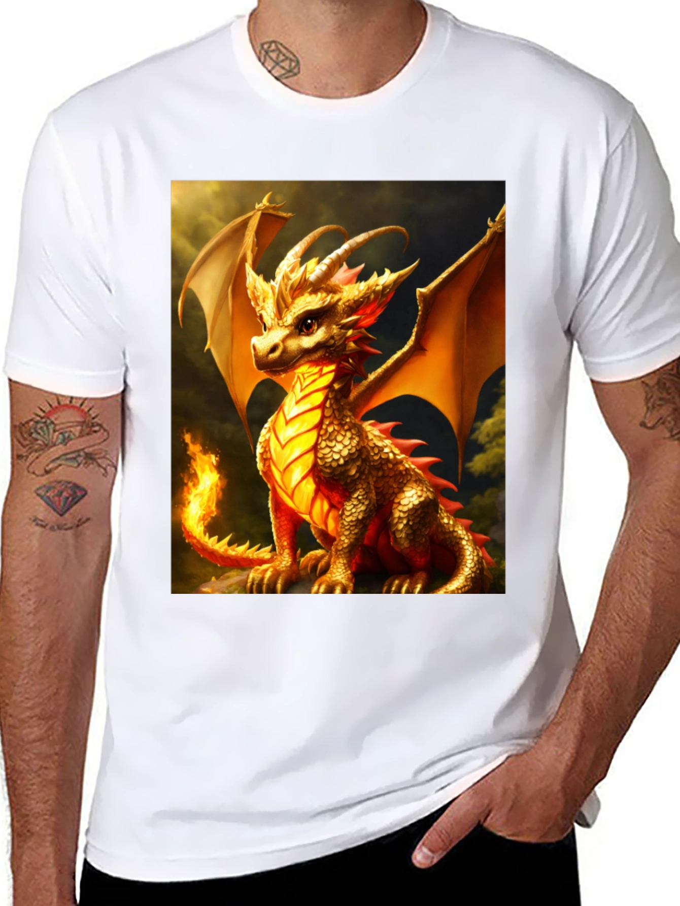 Black Dragon Graphic Tee - Black Cotton Blend T-Shirt view 8