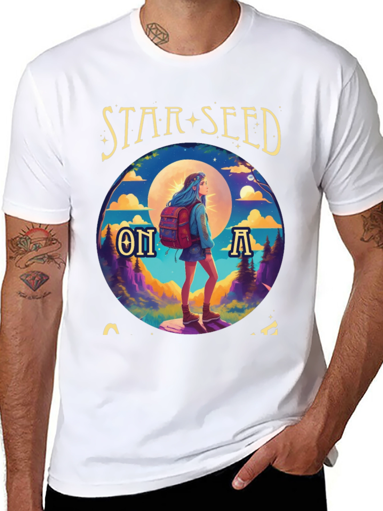 Black Star Seed On A Hike Graphic Tee view 8