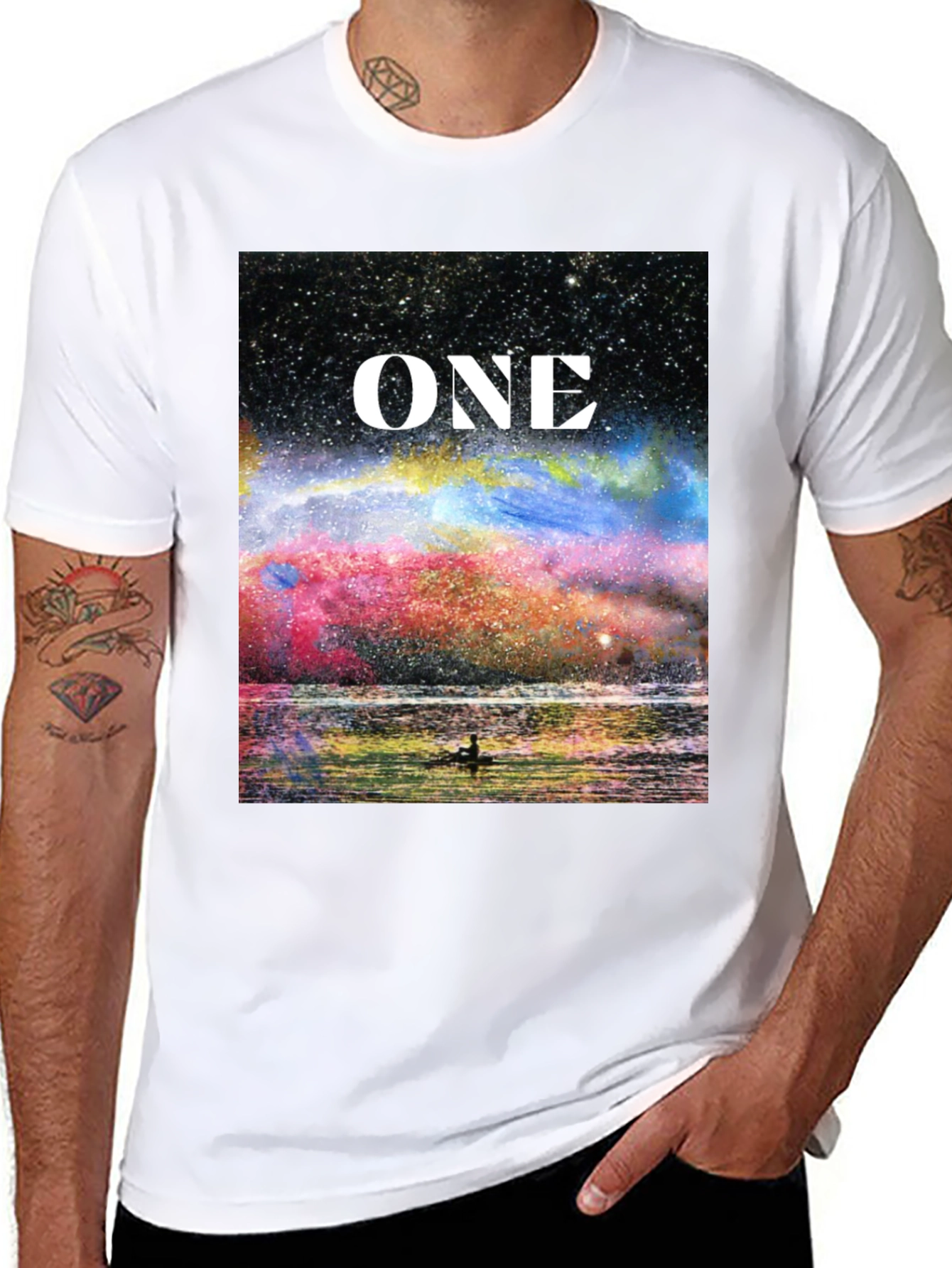 Black One Galaxy T-Shirt - Celestial Design Black Tee view 8