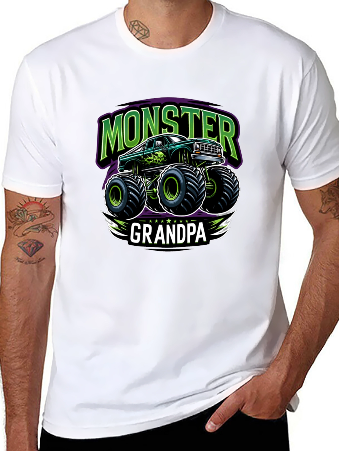 Black Monster Truck Grandpa T-Shirt view 8
