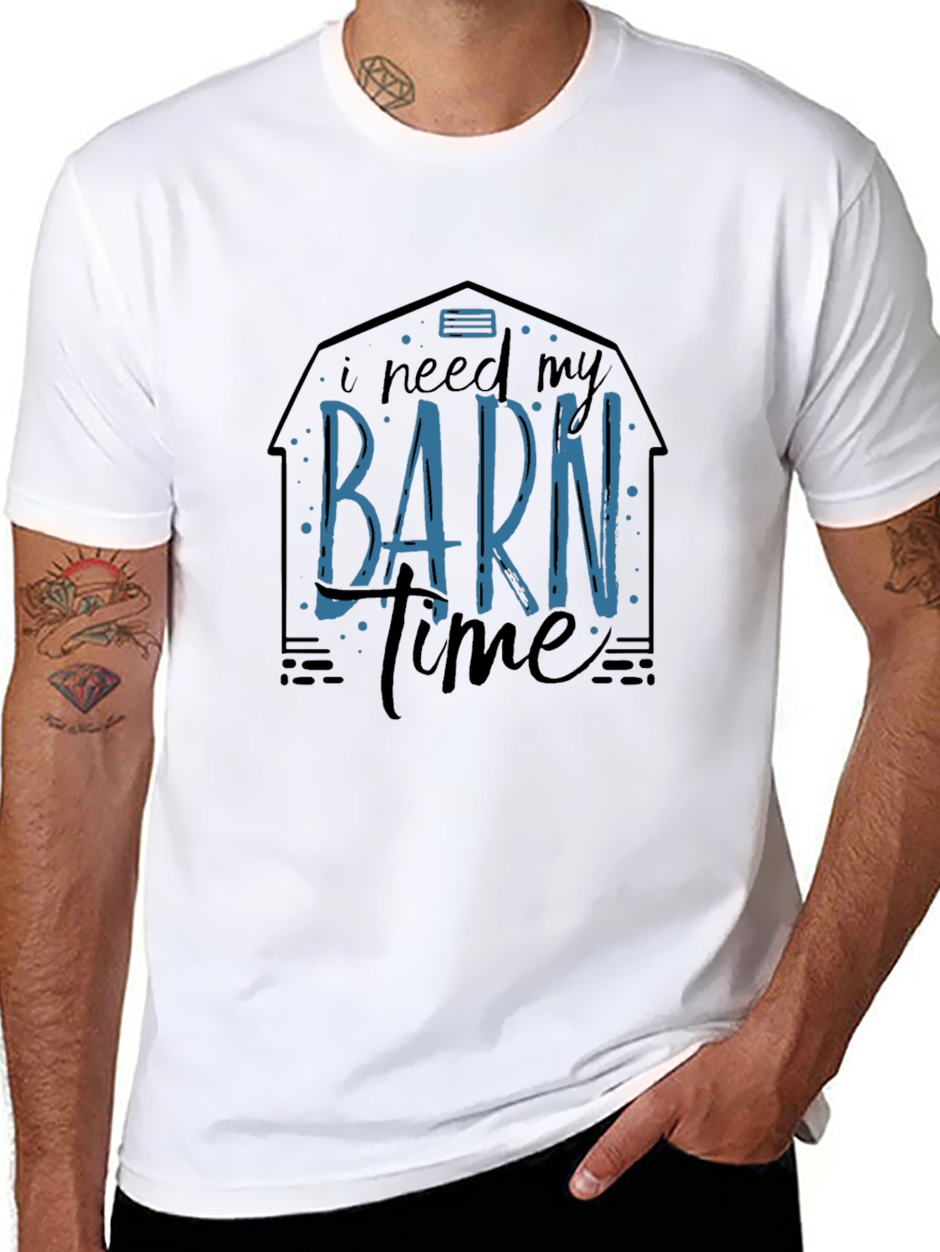 Black I Need My Barn Time Graphic Tee - Black Cotton T-Shirt view 8
