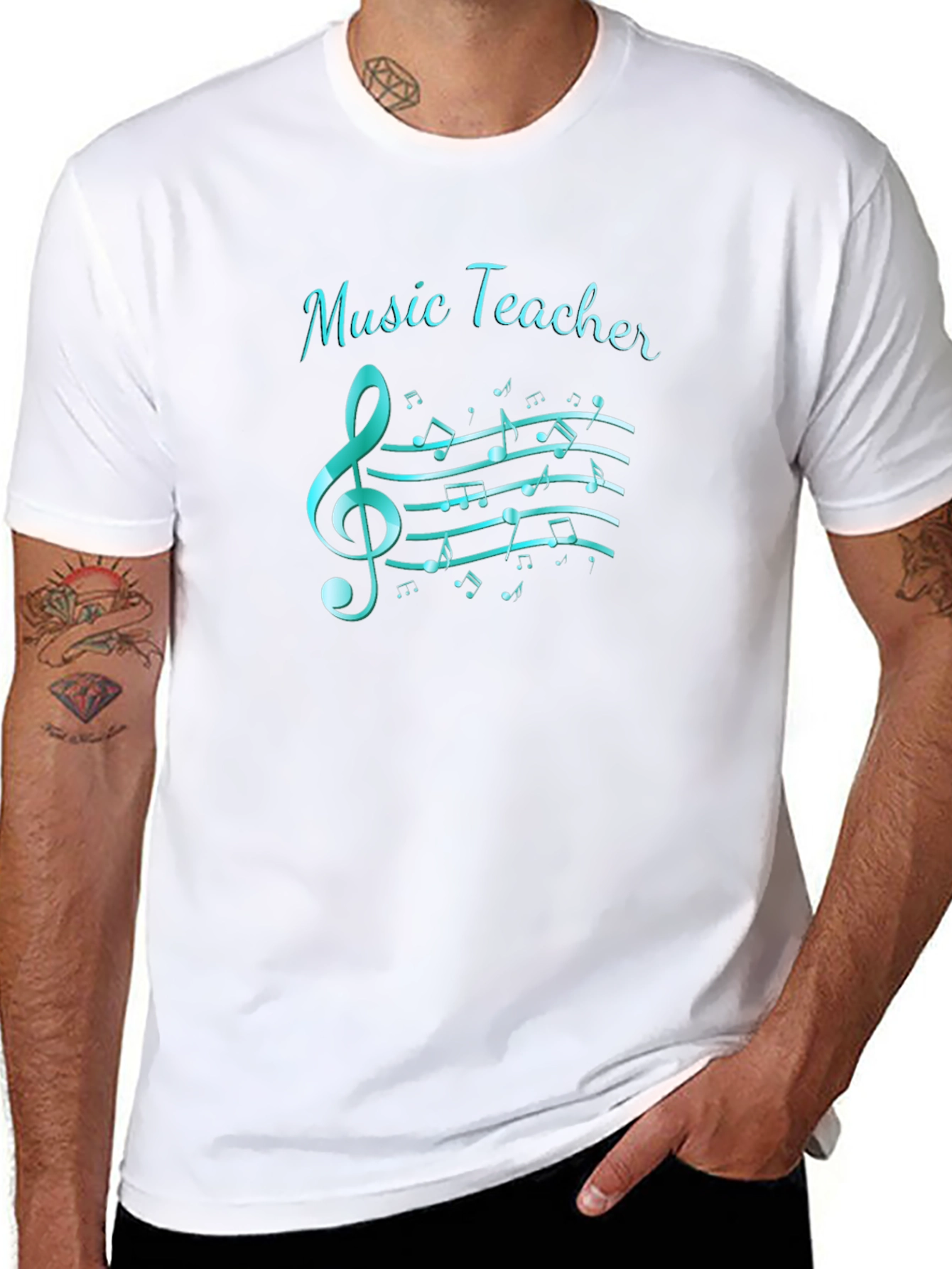 Music Teacher T-Shirt: Treble Clef & Notes - 8