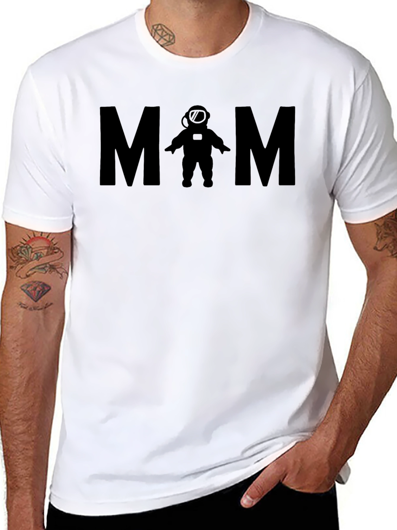 Black Astronaut Mom Black T-Shirt view 8