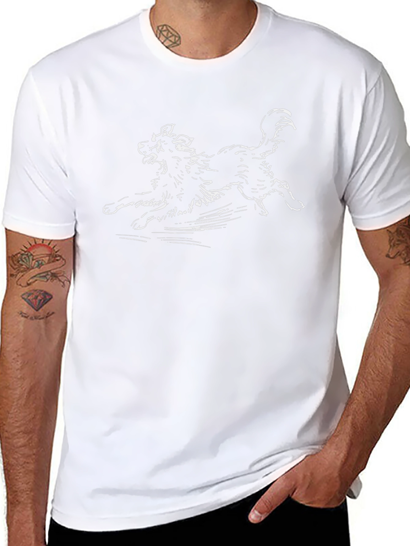Dog Sketch Graphic Black T-Shirt - 8