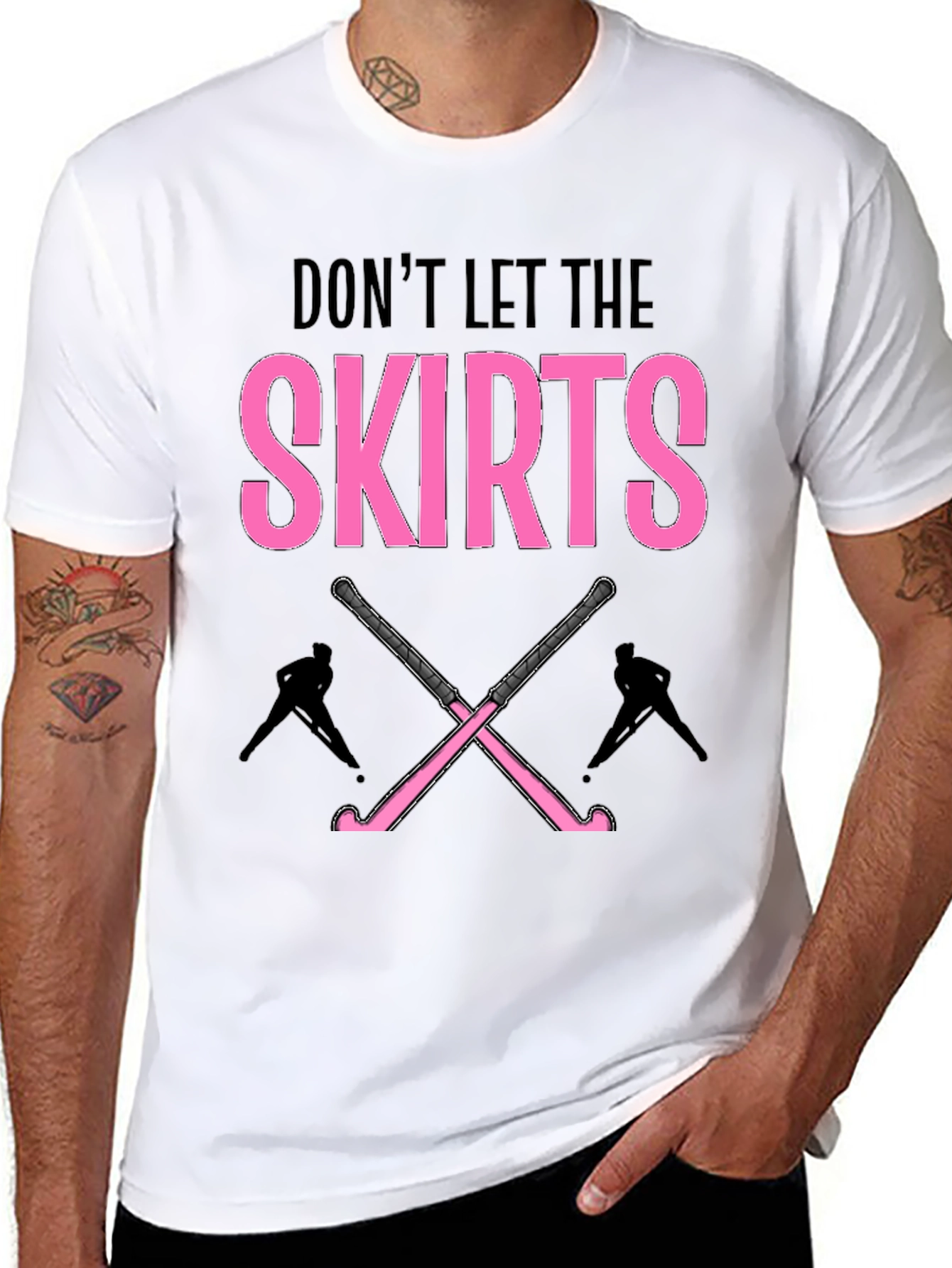 Black Don't Let The Skirts Hockey T-Shirt view 8