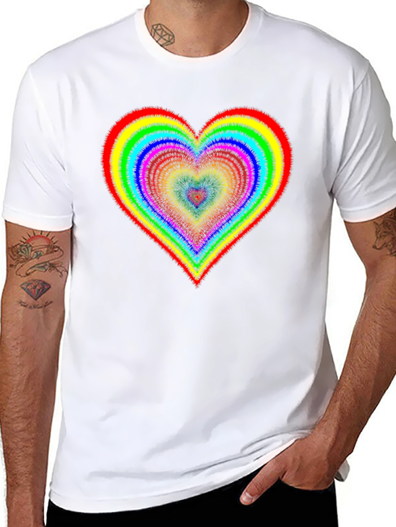 Black Rainbow Heart Graphic Black T-Shirt view 8