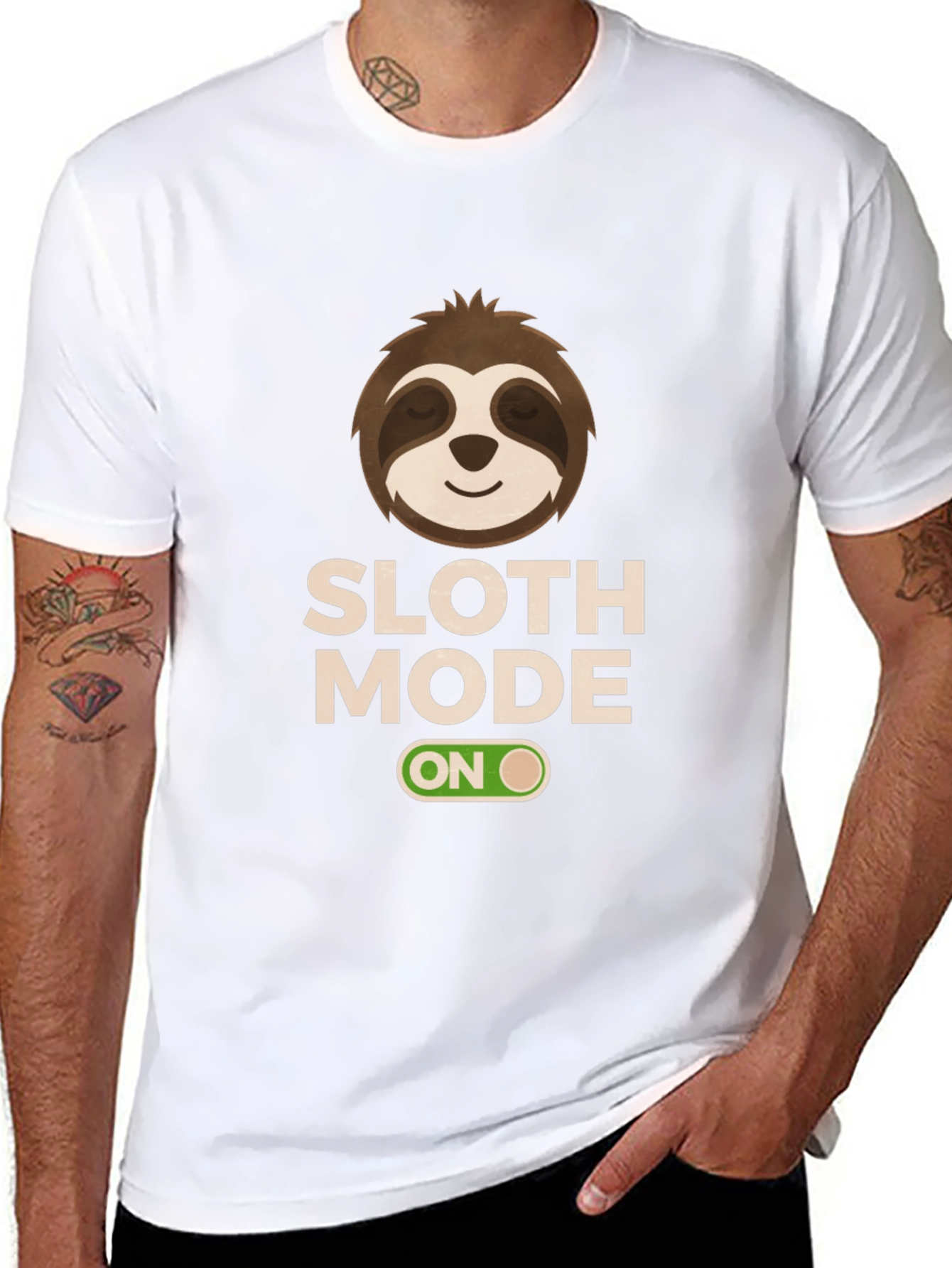 Black Sloth Mode On Black T-Shirt view 8