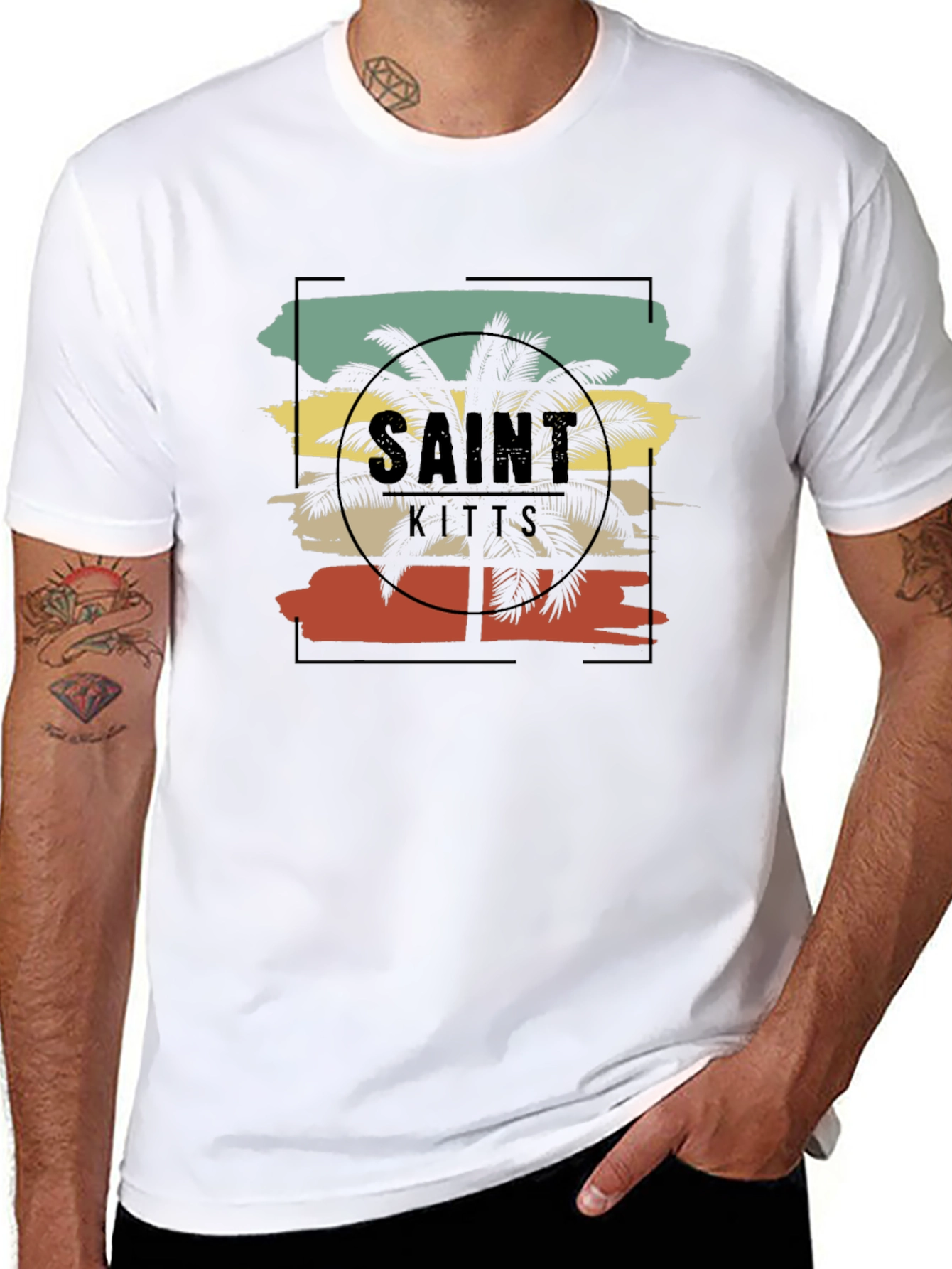 Black Saint Kitts Palm Tree Graphic Tee view 8