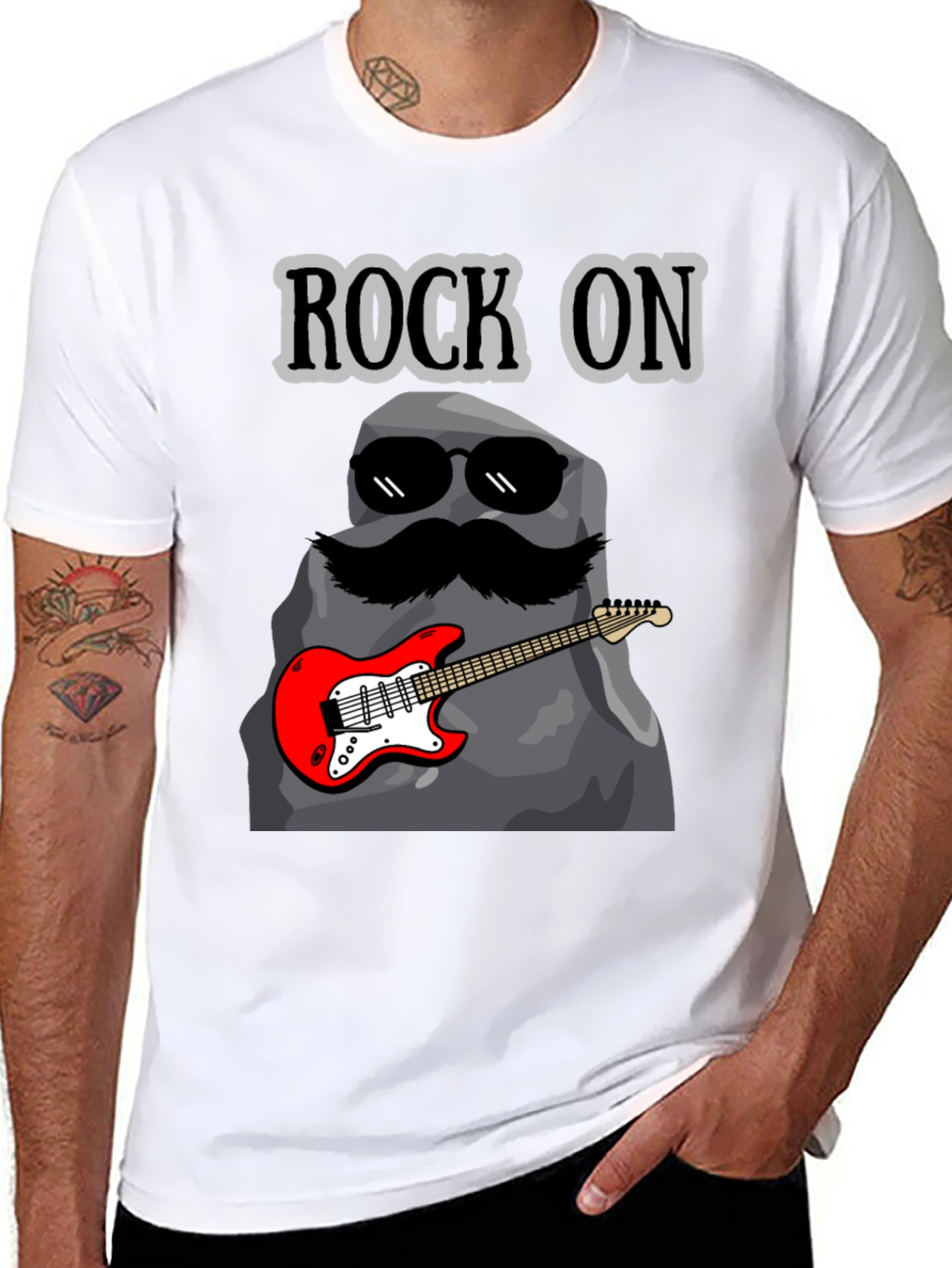 Black Rock On Graphic Tee - Funny Music Lover T-Shirt view 8