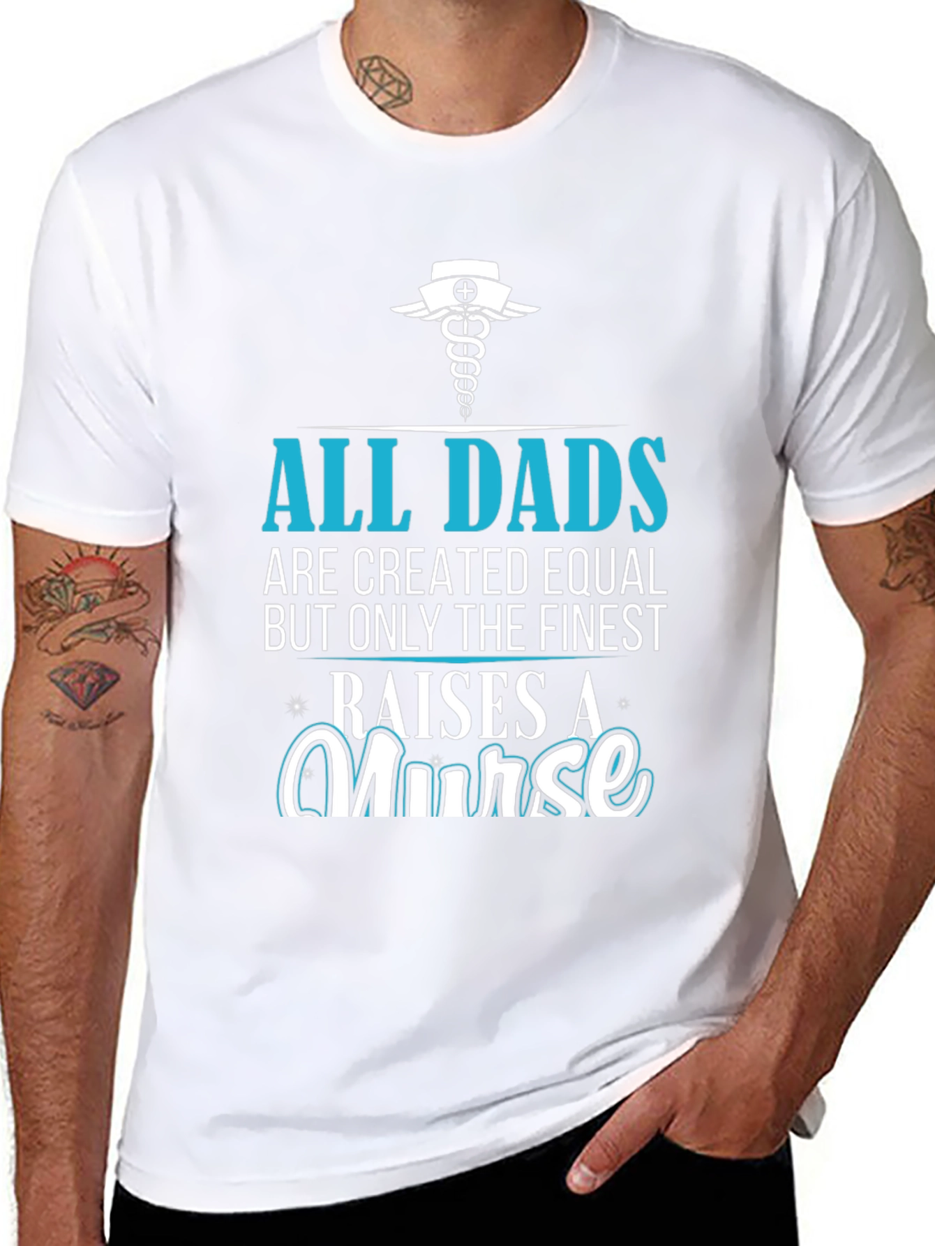 Black Finest Dad Raises A Nurse Graphic T-Shirt view 8