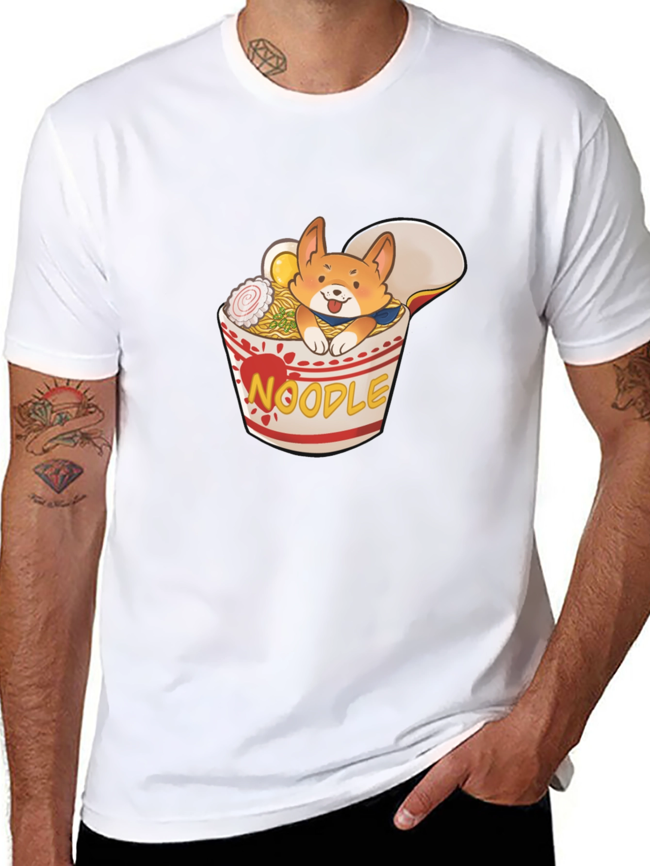 Black Noodle Corgi T-Shirt - Ramen Dog Tee view 8