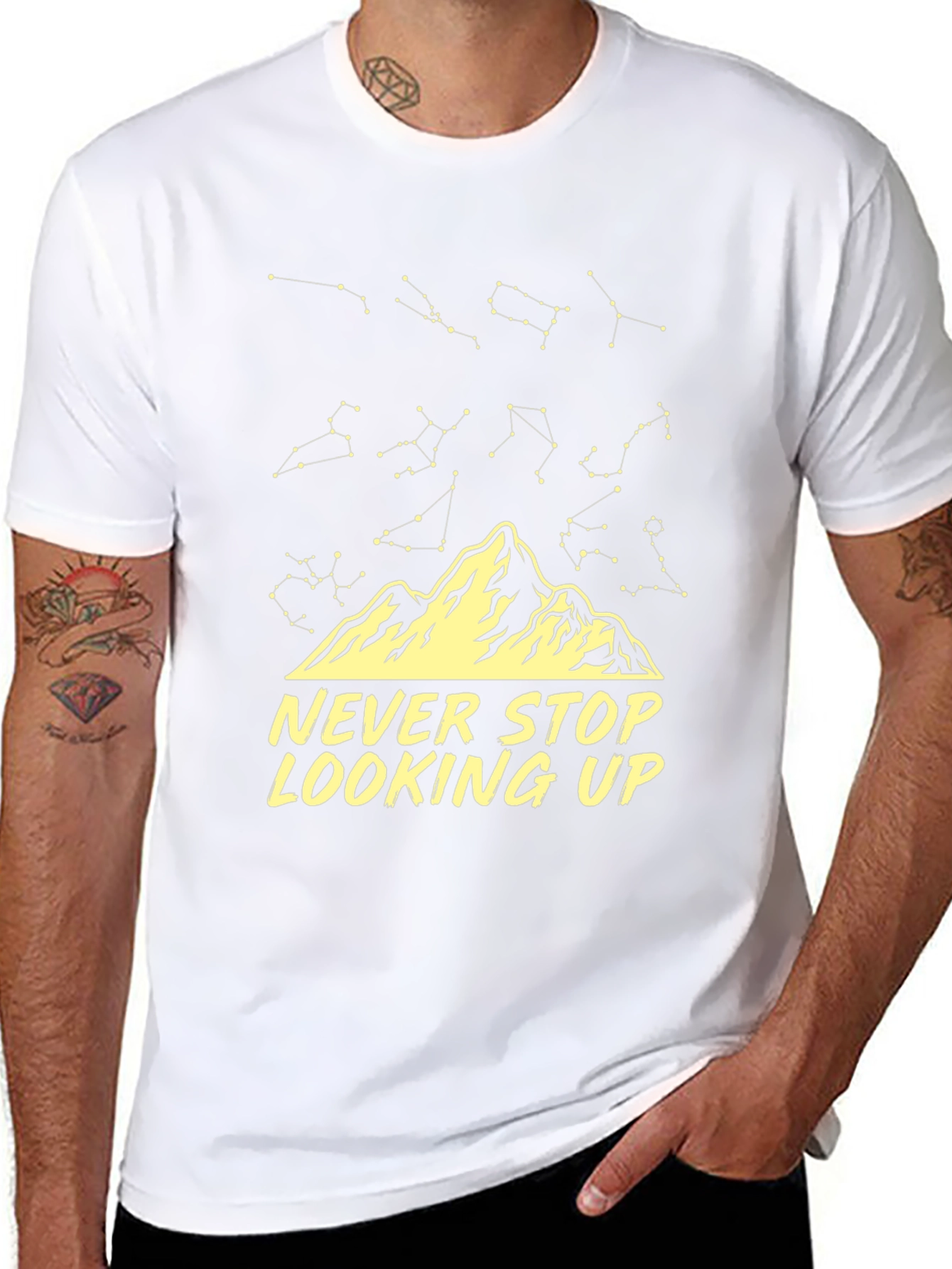Black Never Stop Looking Up Constellation T-Shirt view 8