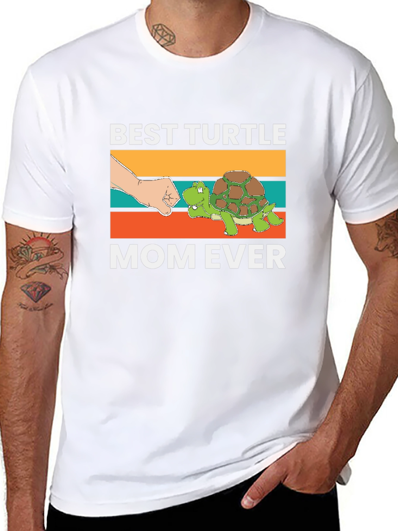 Black Best Turtle Mom Ever T-Shirt view 8