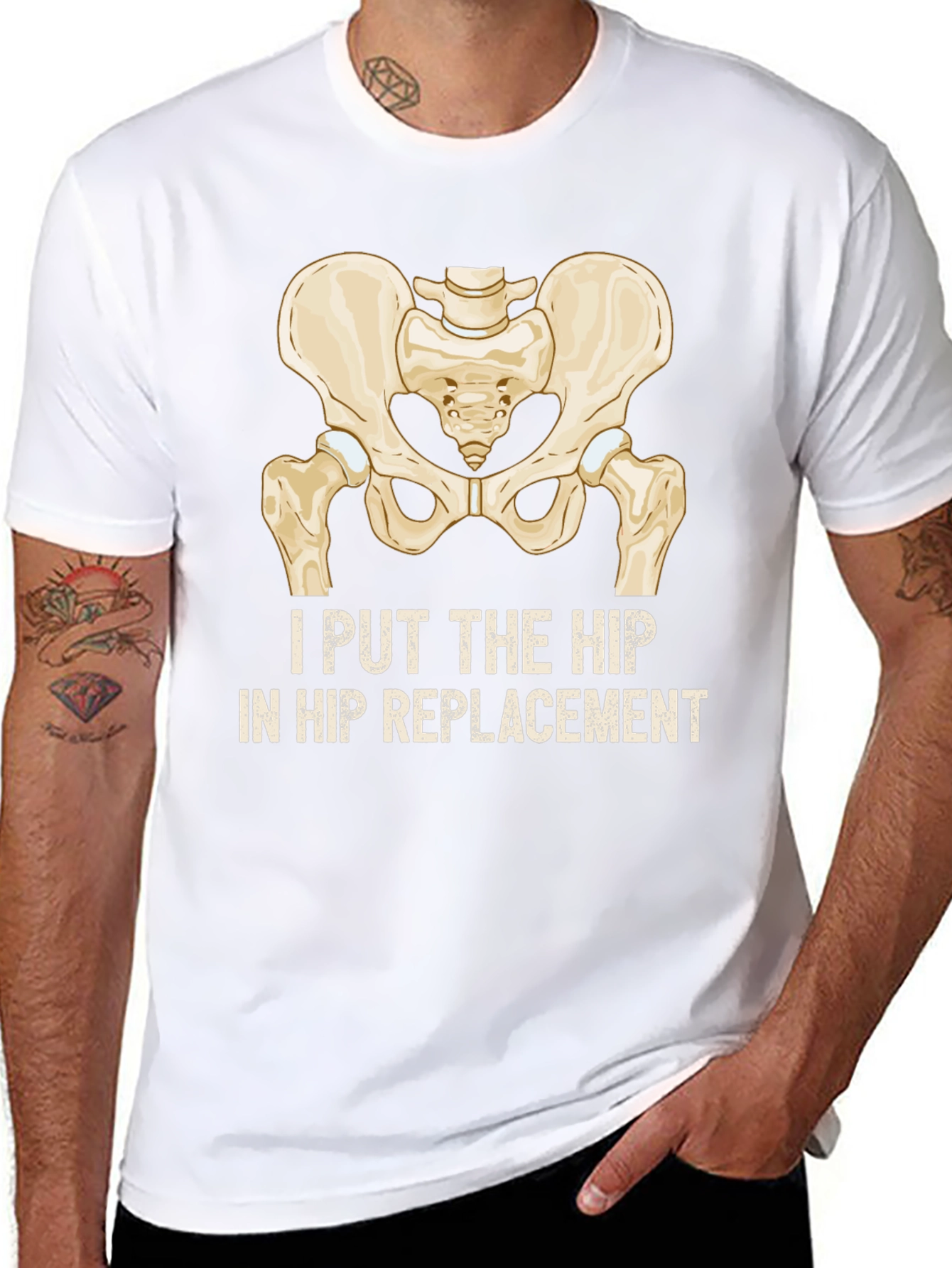 Black I Put the Hip in Hip Replacement T-Shirt view 8