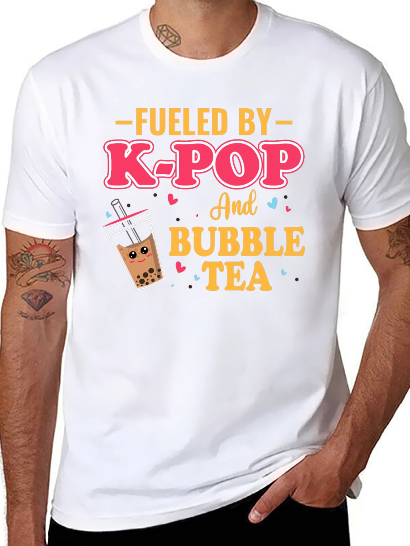 Black Fueled By K-Pop & Bubble Tea Graphic Tee view 8