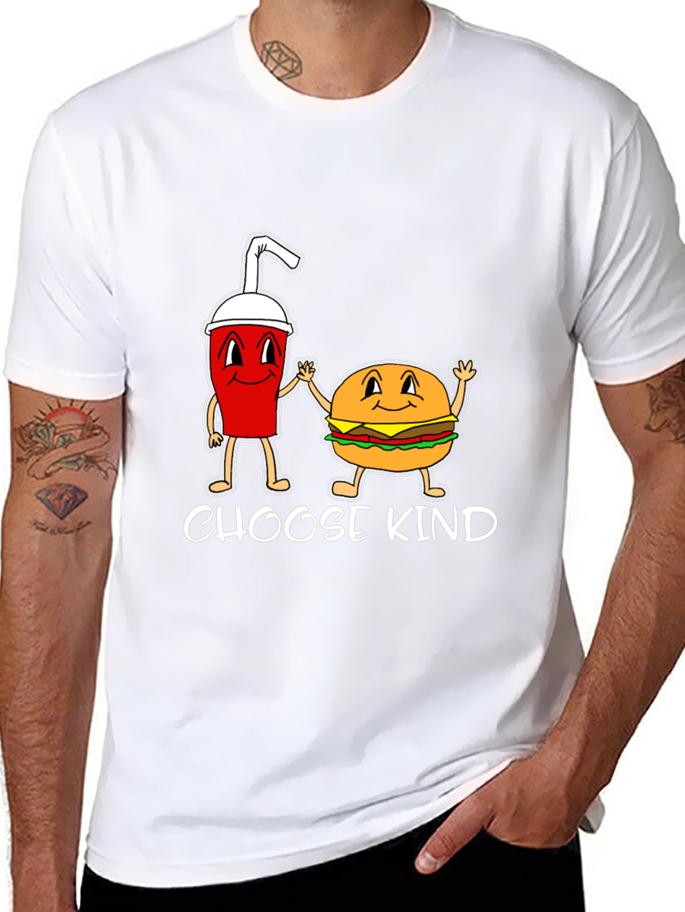 Black Choose Kind Burger & Drink Graphic Tee view 8