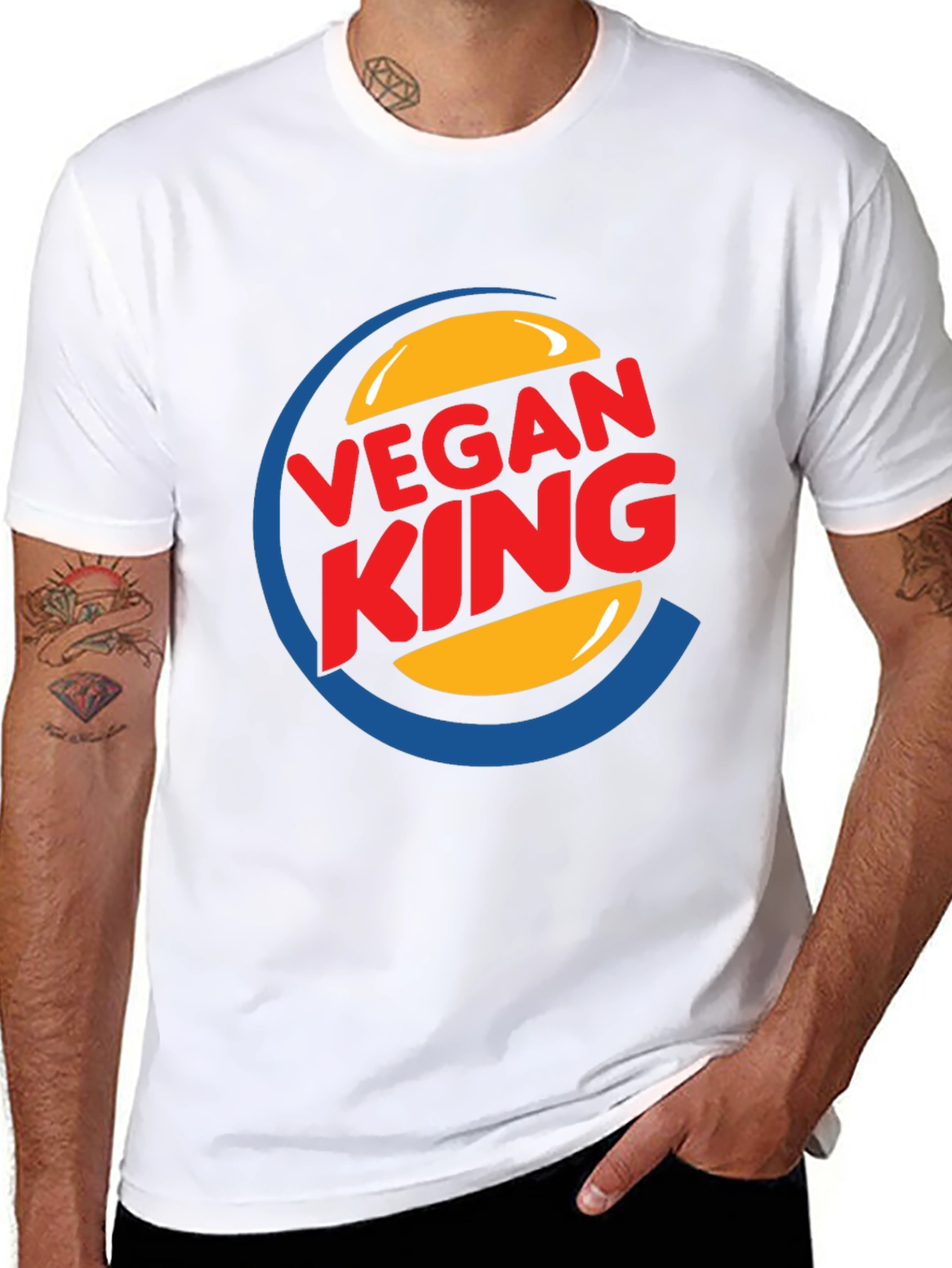 Black Vegan King Graphic Tee - Black Cotton Blend view 8