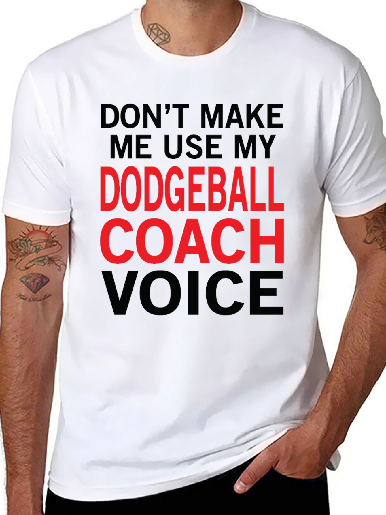 Black Dodgeball Coach Voice Graphic T-Shirt view 8