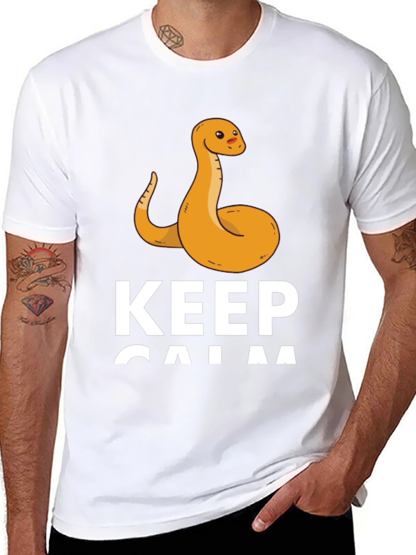 Black Keep Calm Snake Tee - Men's Black T-Shirt view 8