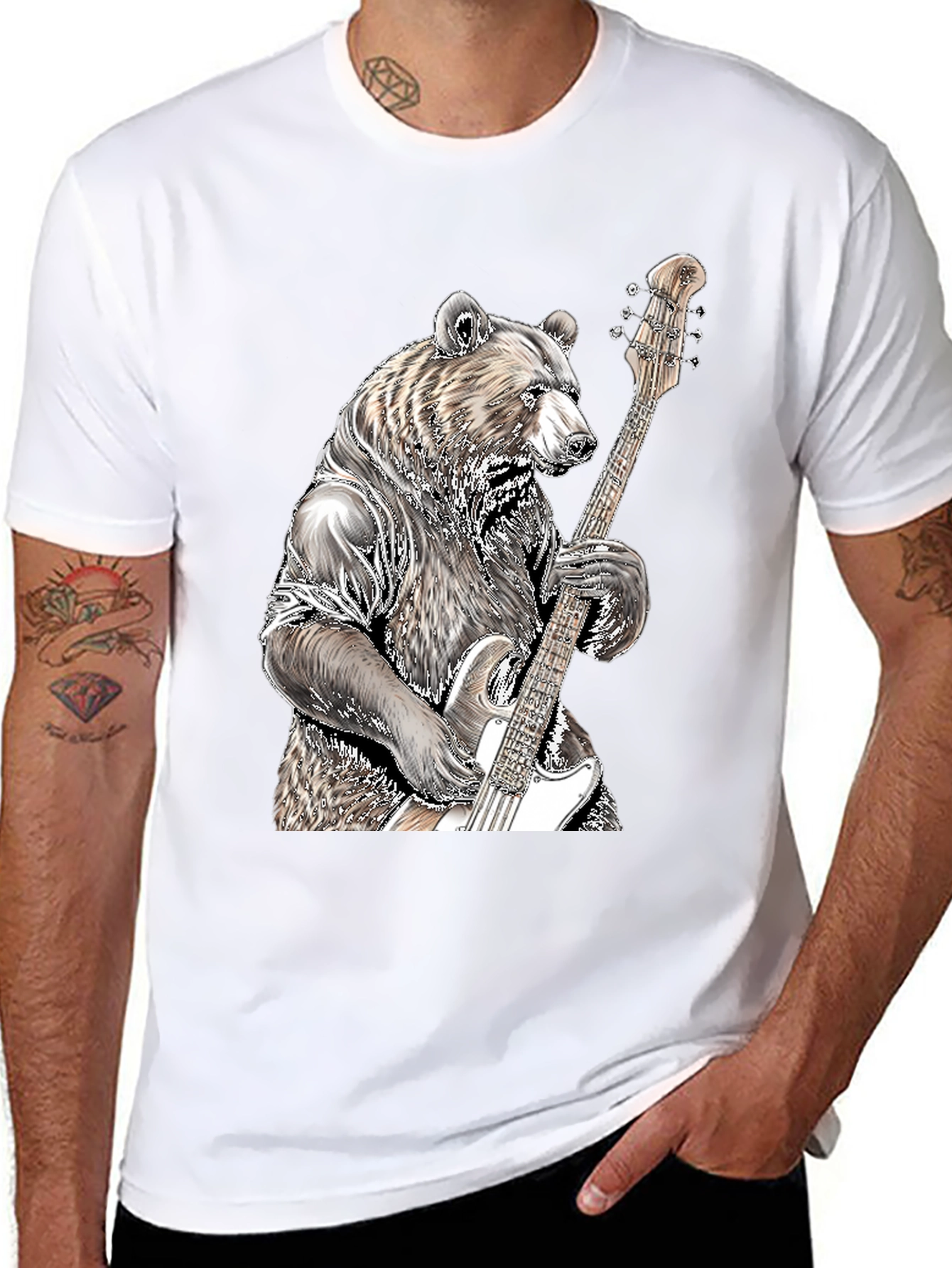 Black Bear Bass Guitar T-Shirt view 8